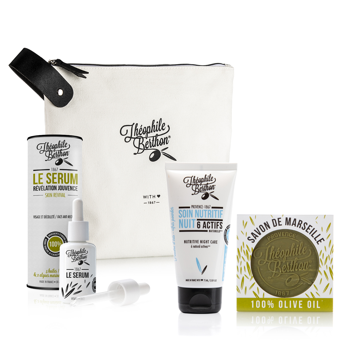 Trousse 2 soins visage et savon pur olive (photo) Trousse 2 soins visage et savon pur olive