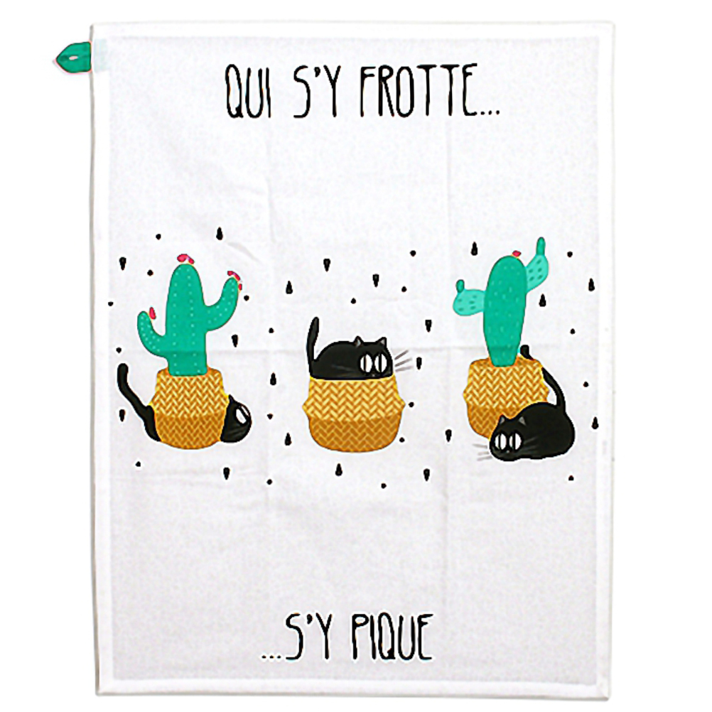 Essuie main chats cactus en coton 45x60 (photo) Essuie main chats cactus en coton 45x60