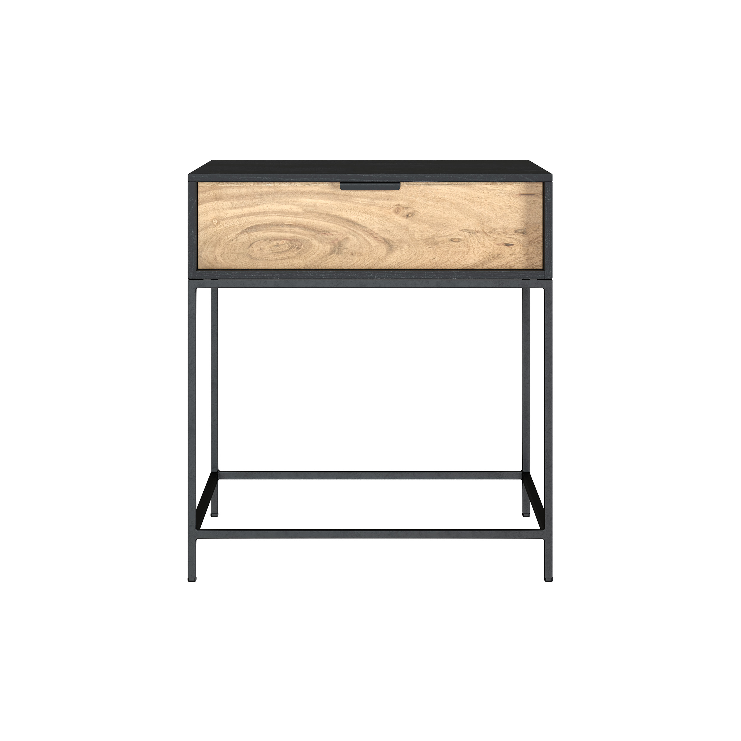Table de chevet 1 tiroir en bois d'acacia et métal noir