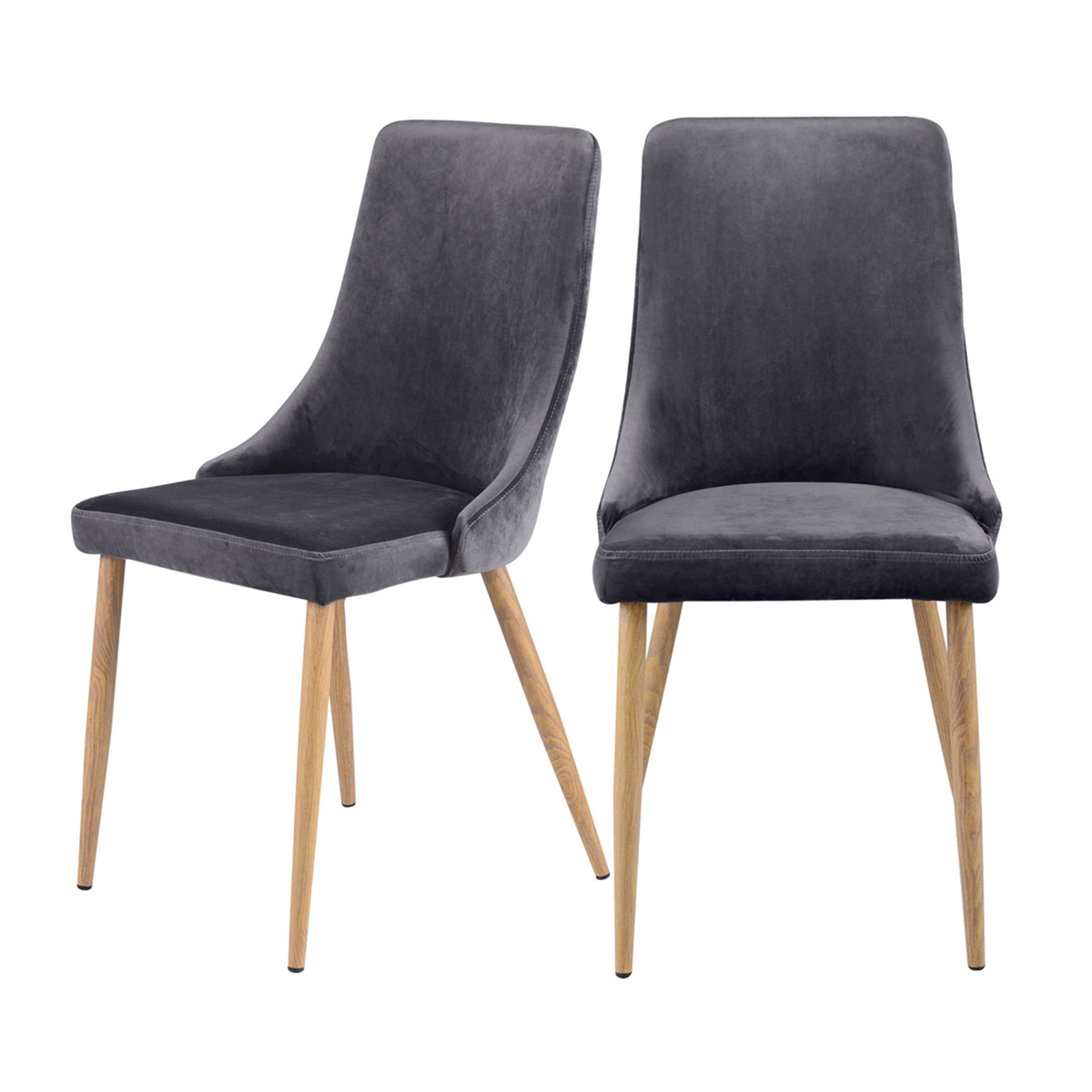 Chaise en velours gris (lot de 2)