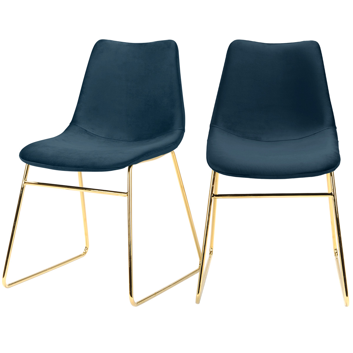 Chaise en velours bleu foncé (lot de 2) (photo) Chaise en velours bleu foncé (lot de 2)