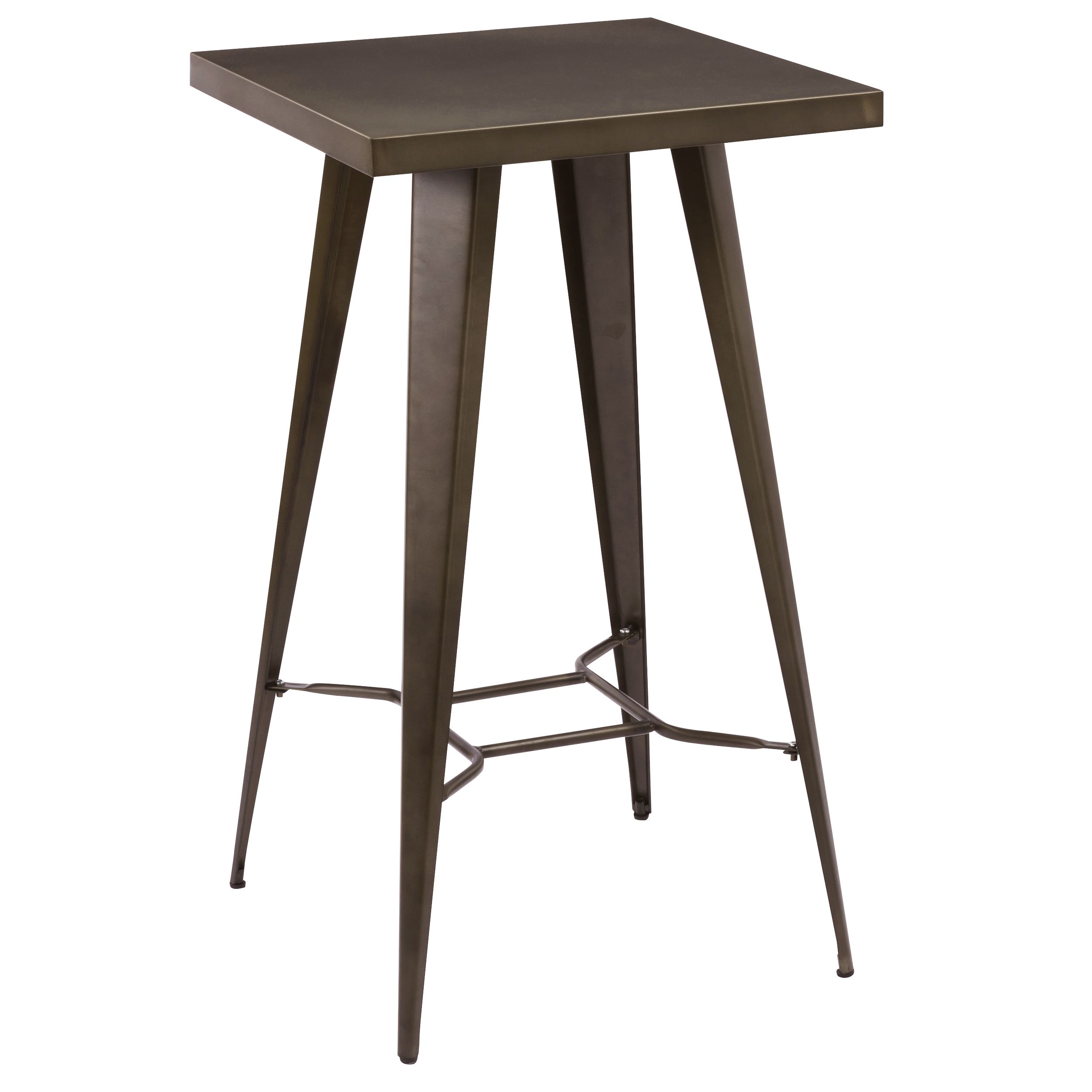 Table de bar carrée en métal gris métalisé, 2 personnes