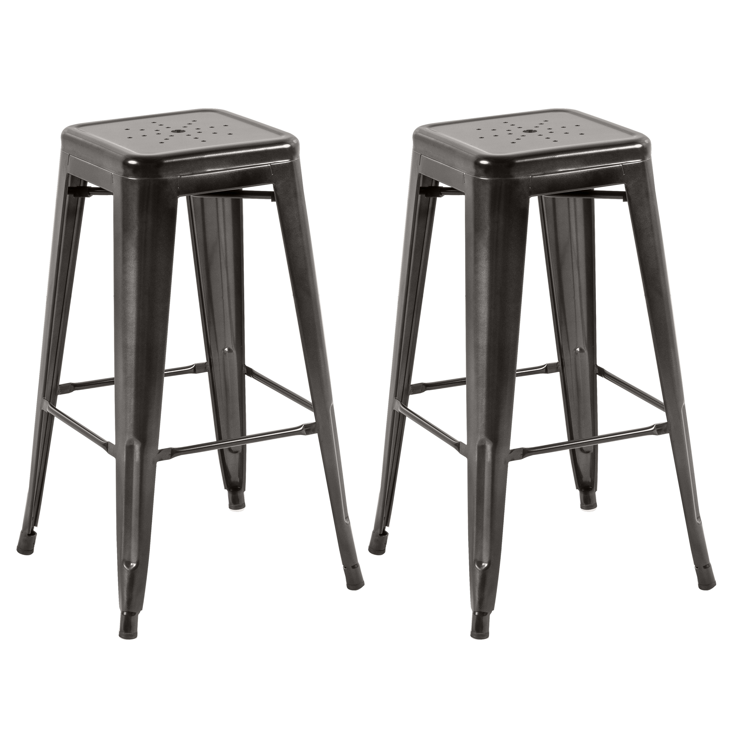 Tabouret de bar 74 cm en métal gris acier (lot de 2)