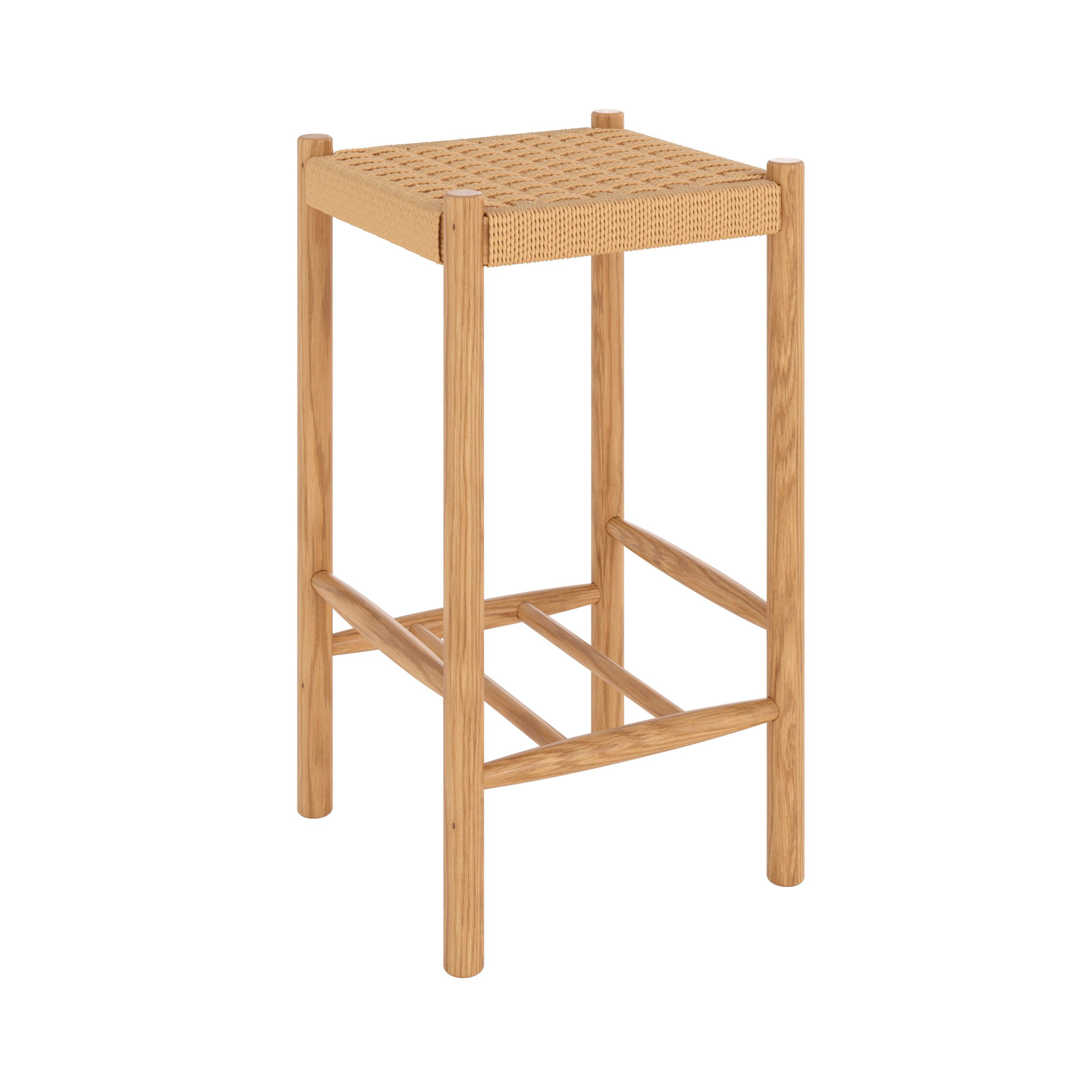 Tabouret de bar mi-hauteur 65 cm en tressage et bois Tabouret de bar mi-hauteur 65 cm en tressage et bois