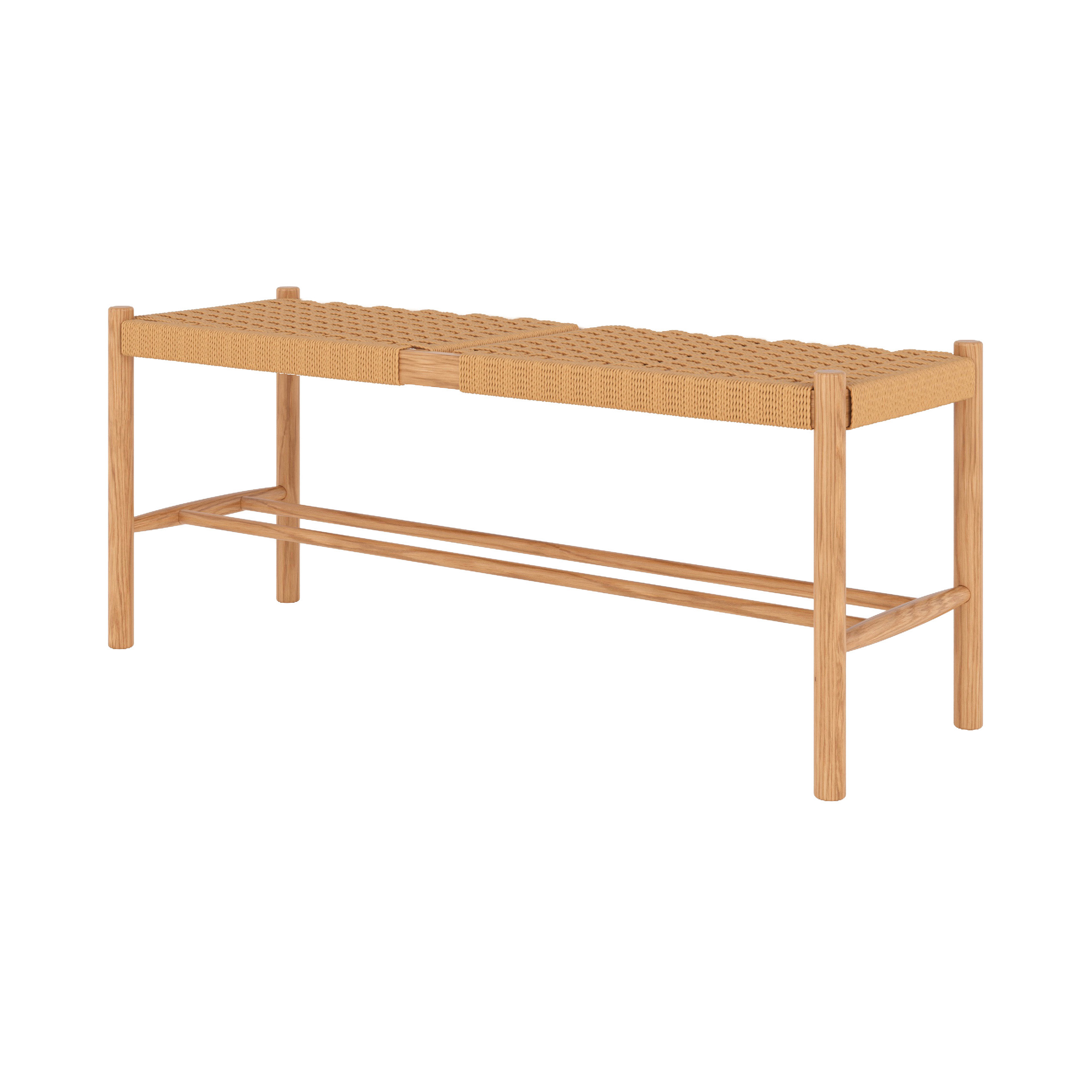 Banc 2 places en bois de chêne massif avec tressage Banc 2 places en bois de chêne massif avec tressage