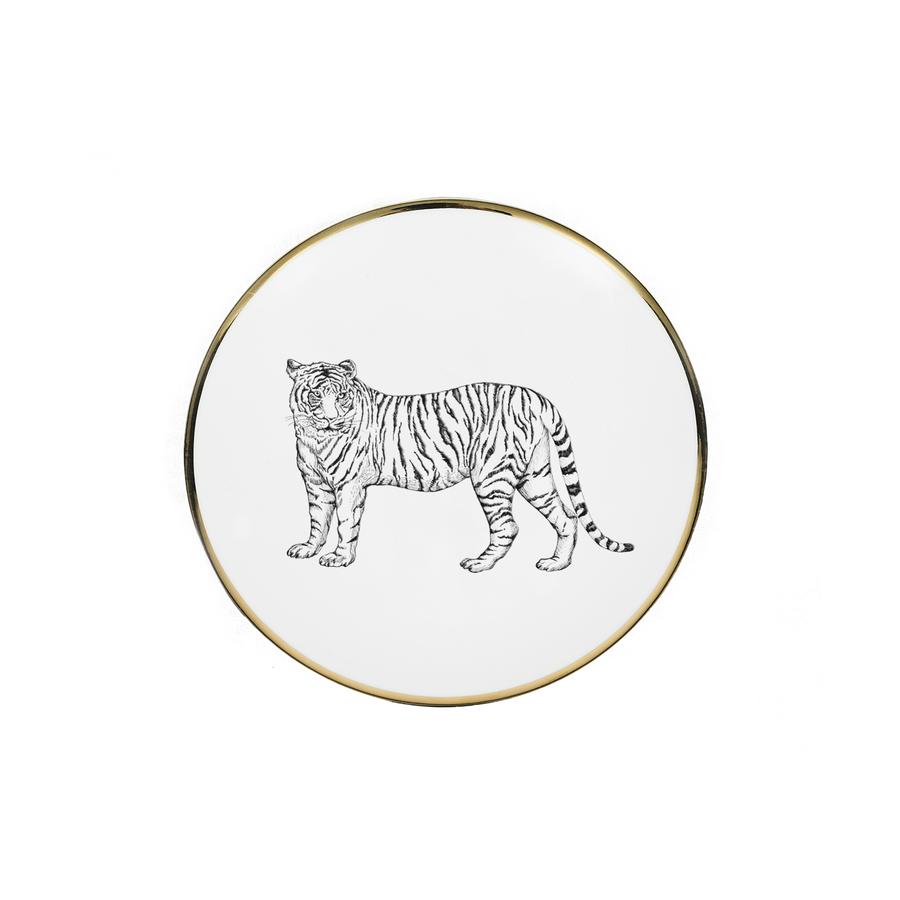 assiette à dessert porcelaine de limoges tigre 21,5 cm