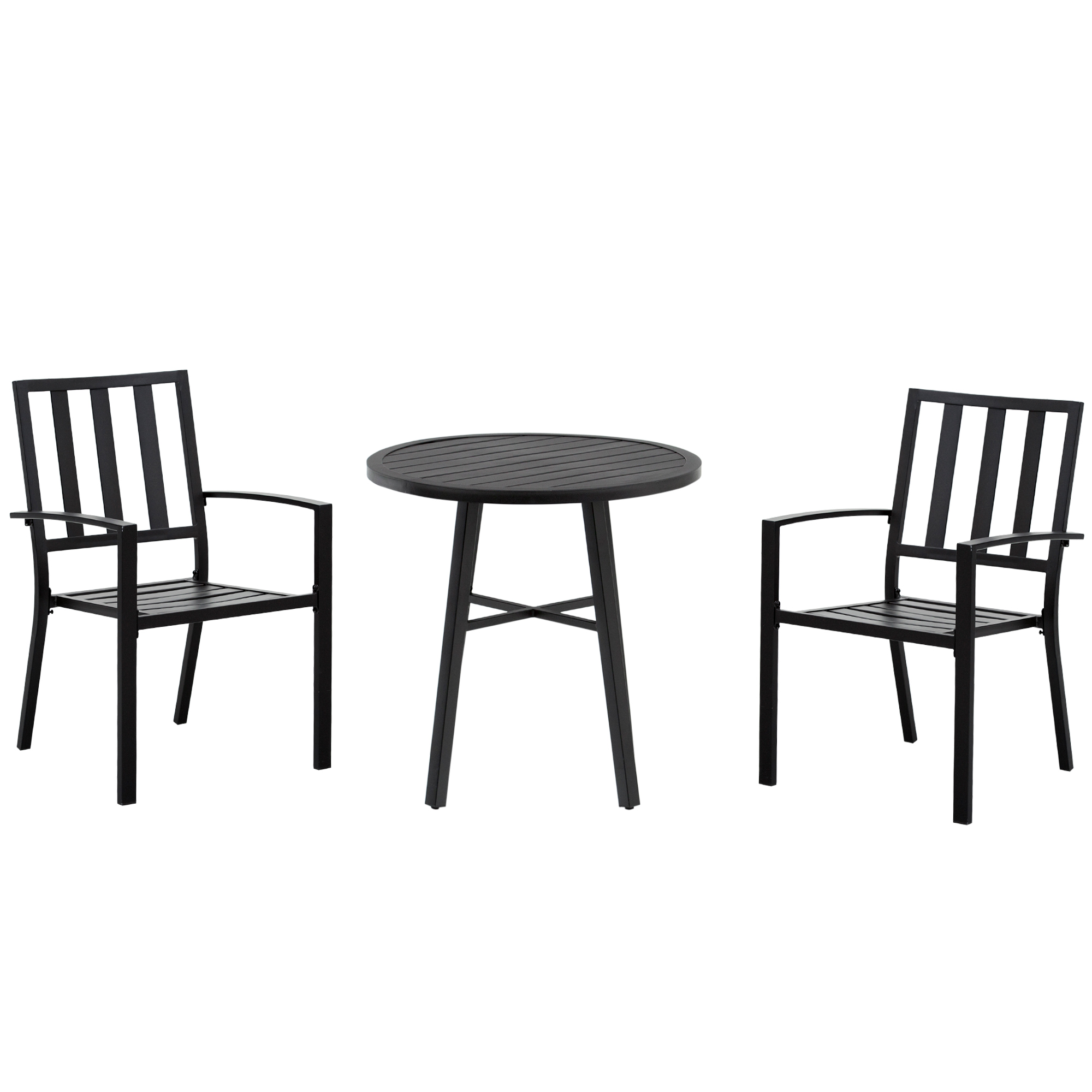 Salon de jardin 2 places 3 pièces style contemporain acier époxy noir