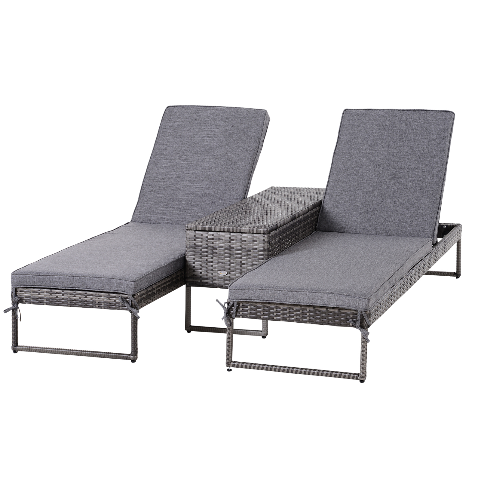 Lot de 2 bains de soleil design table basse avec matelas inclus Lot de 2 bains de soleil design table basse avec matelas inclus
