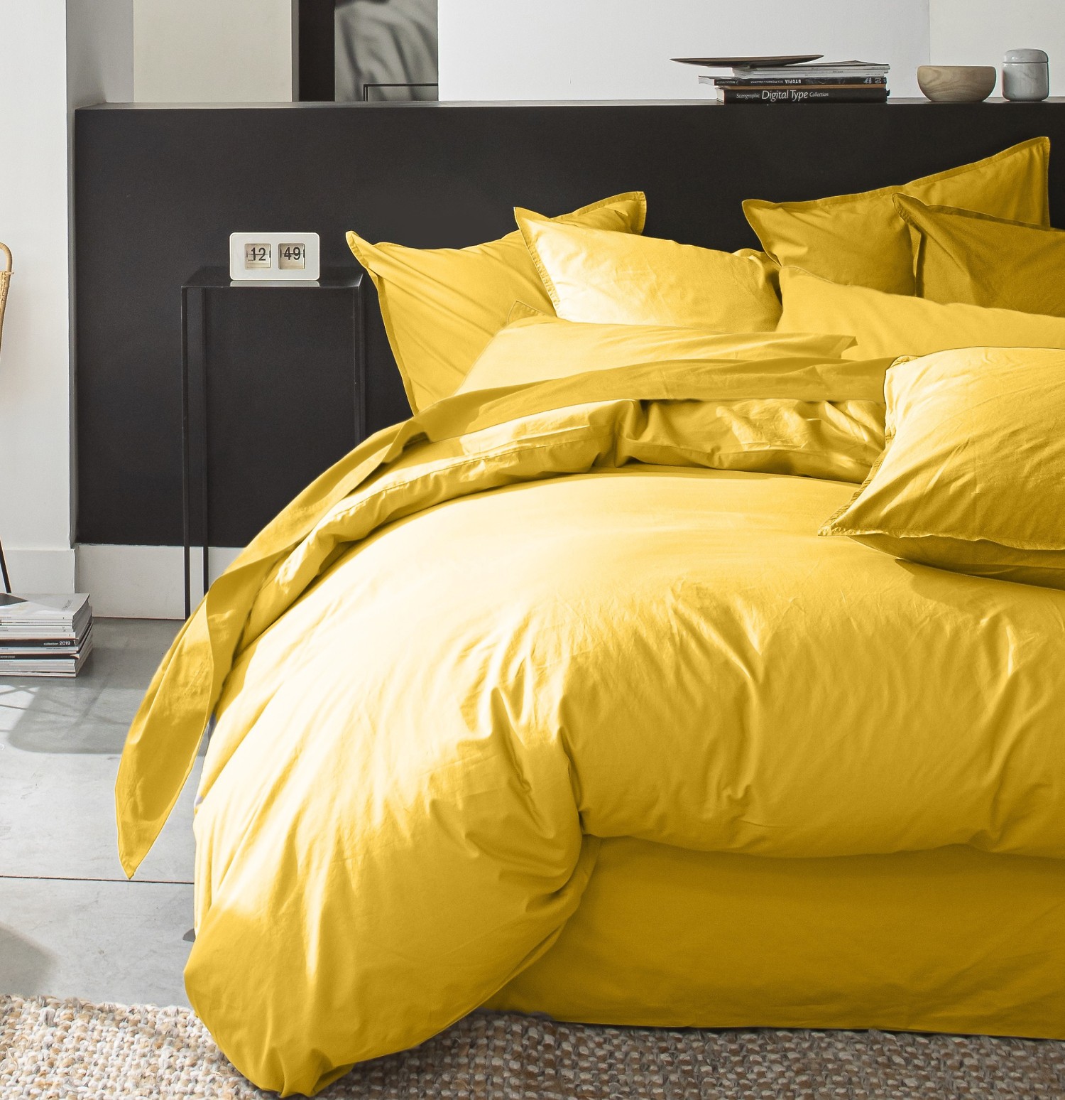 Housse de couette coton jaune 220x240 cm