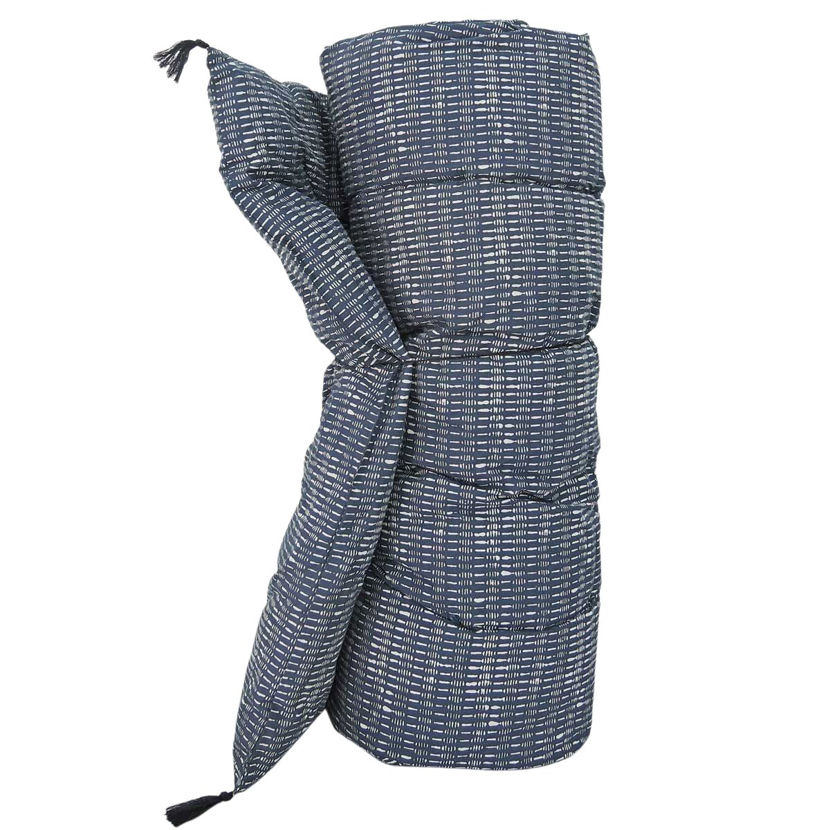 Edredon sur-matelas coton imprimé bleu Edredon sur-matelas coton imprimé bleu