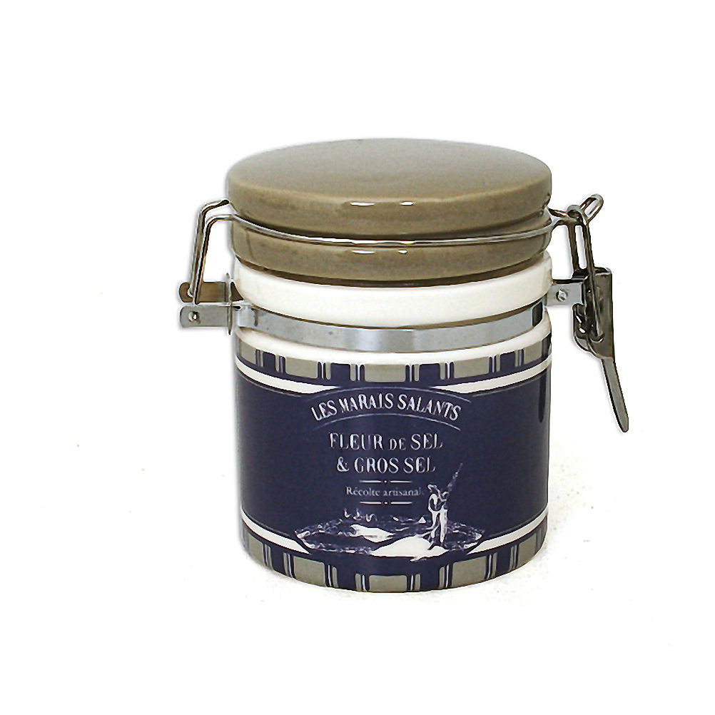 Pot à sel hermétique en faïence avec cuillère en bois Pot à sel hermétique en faïence avec cuillère en bois
