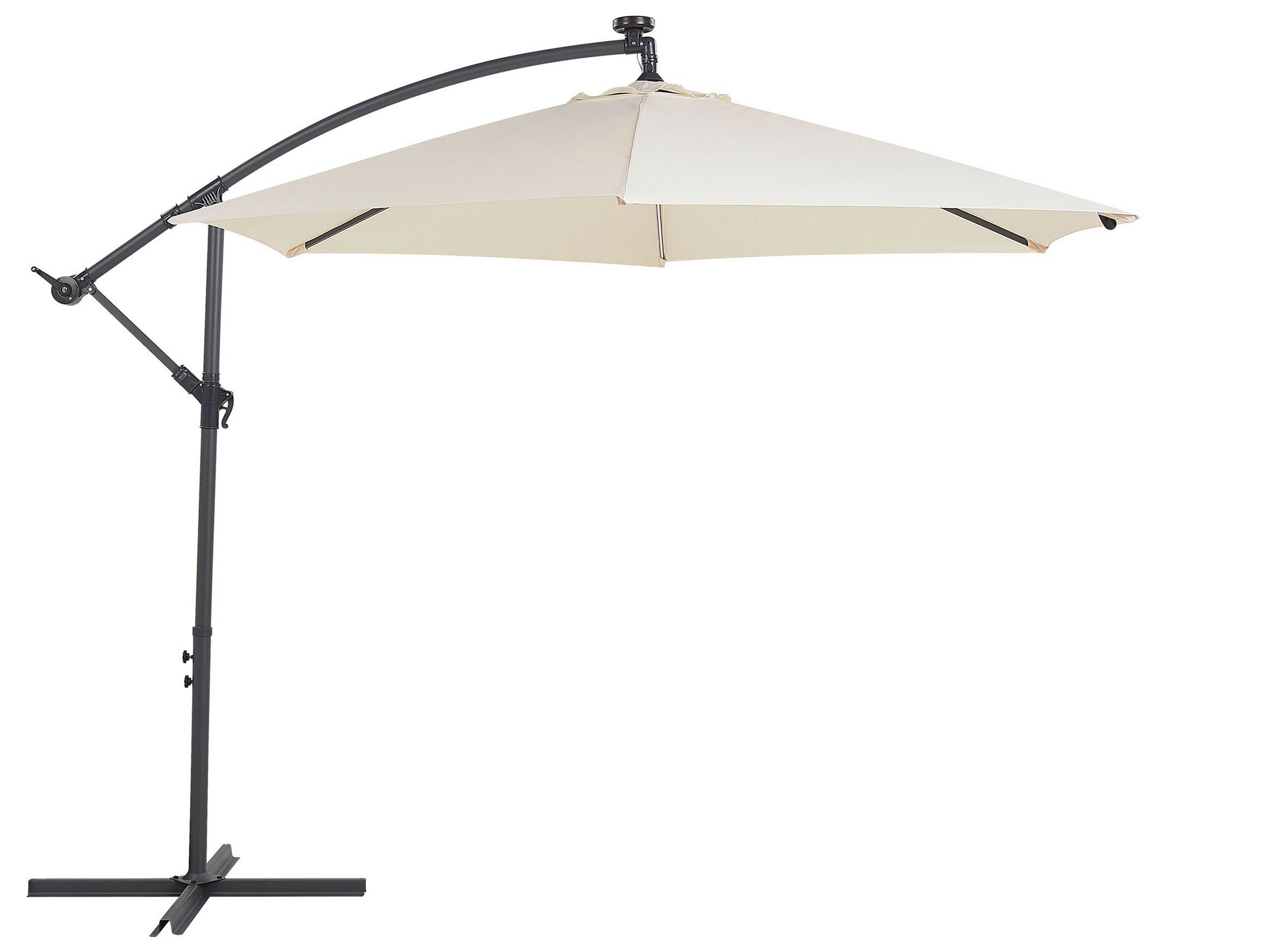 Parasol déporté beige avec éclairage LED ⌀ 285 cm