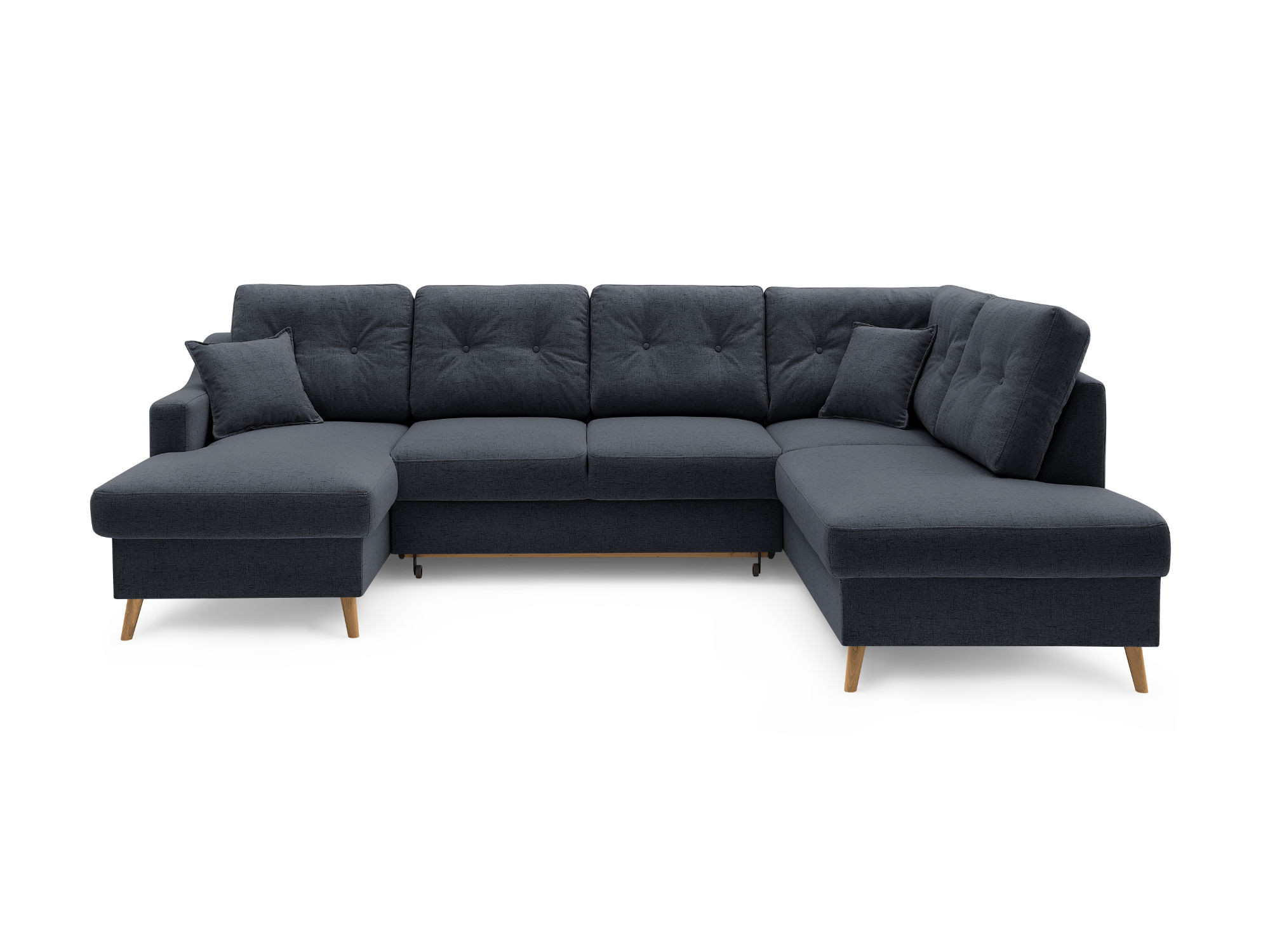 Canapé panoramique Angle droit 7 places Tissu Gris foncé