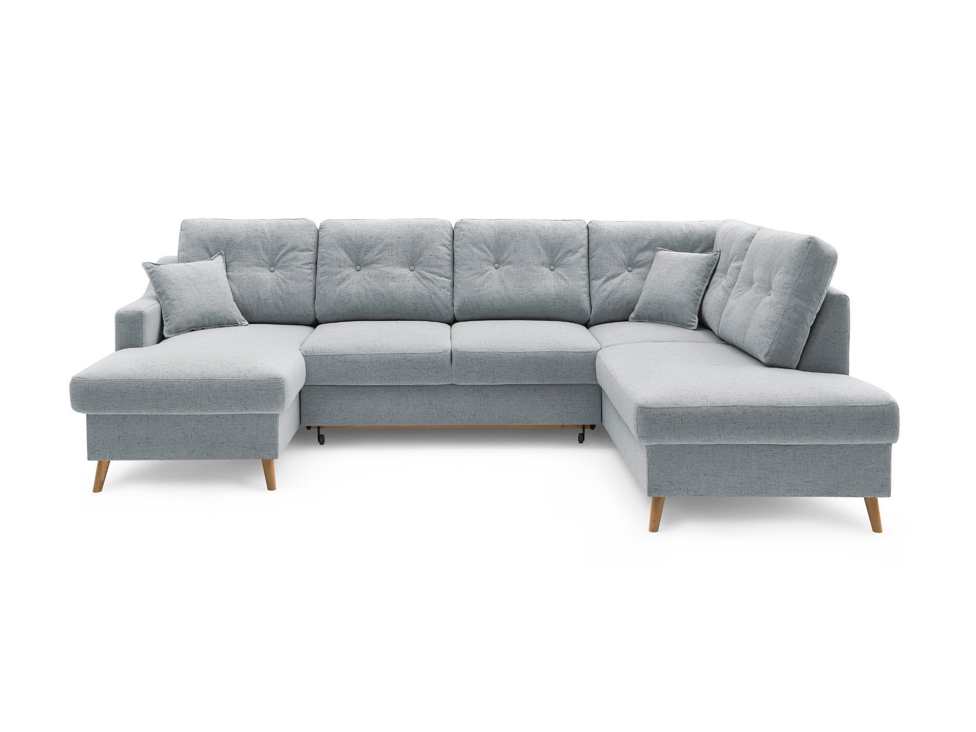 Canapé panoramique Angle droit 7 places Tissu Gris clair
