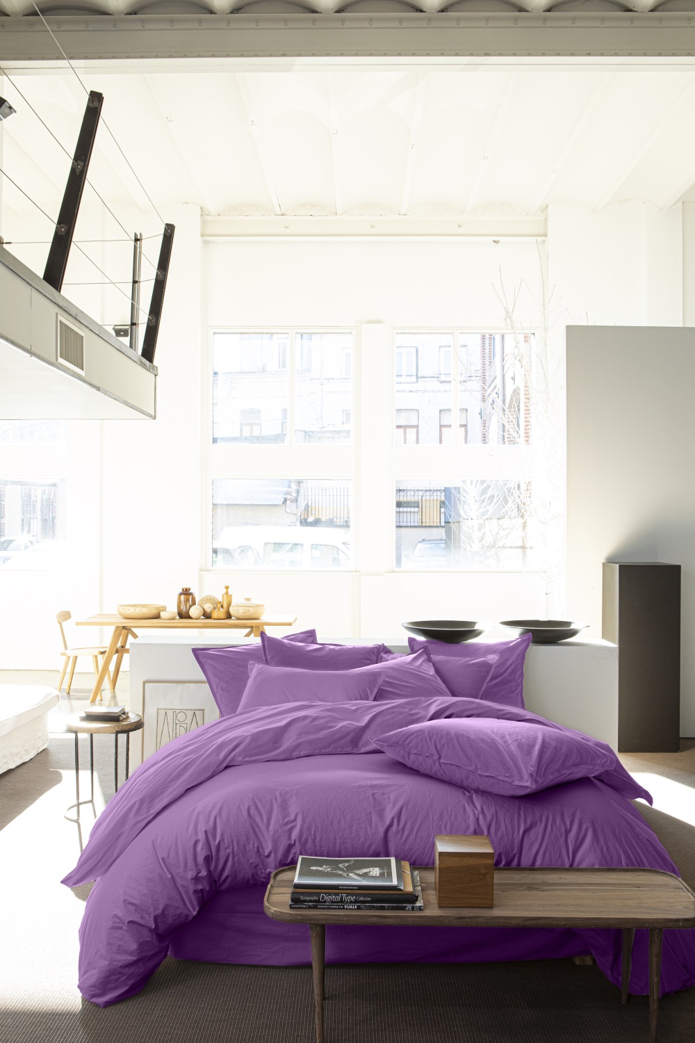 Housse de couette lin violet 220x240 cm