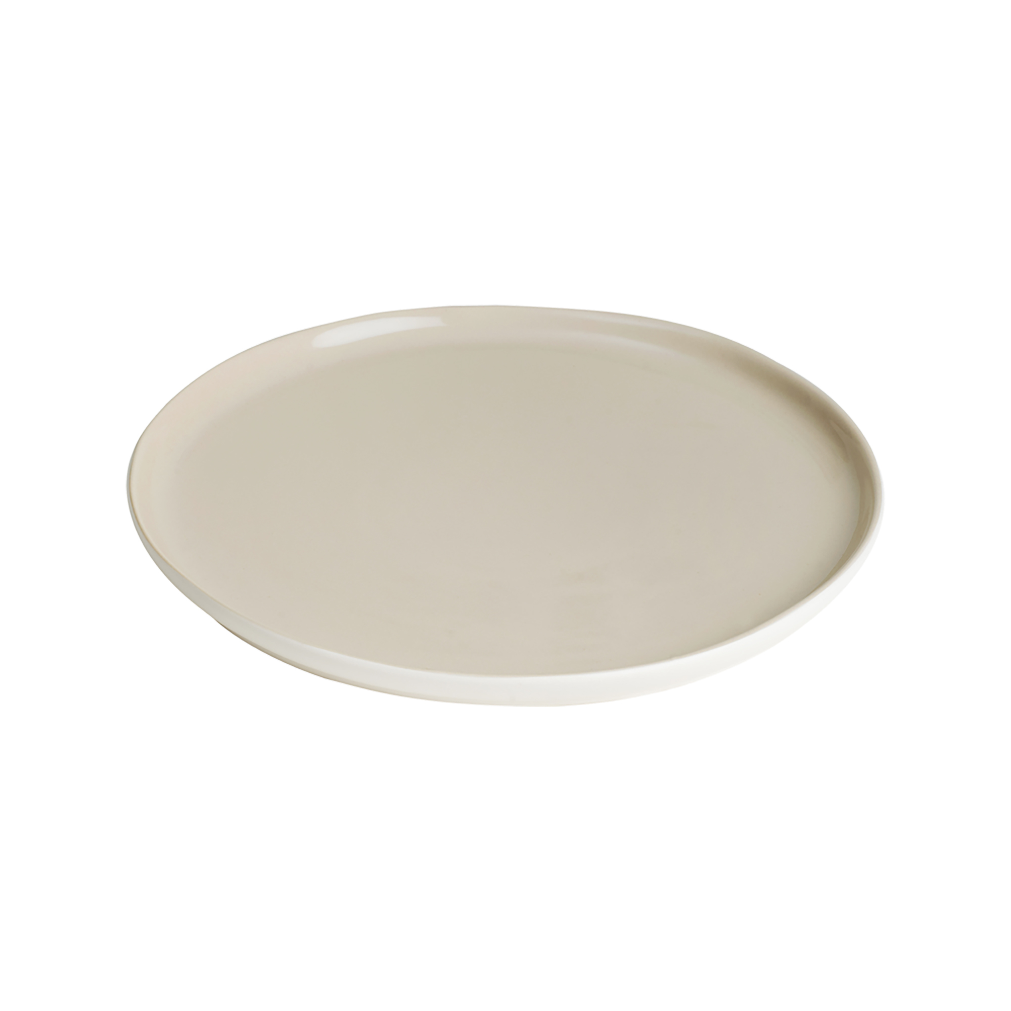 Assiette plate en grès de table beige 28 cm - Lot de 6