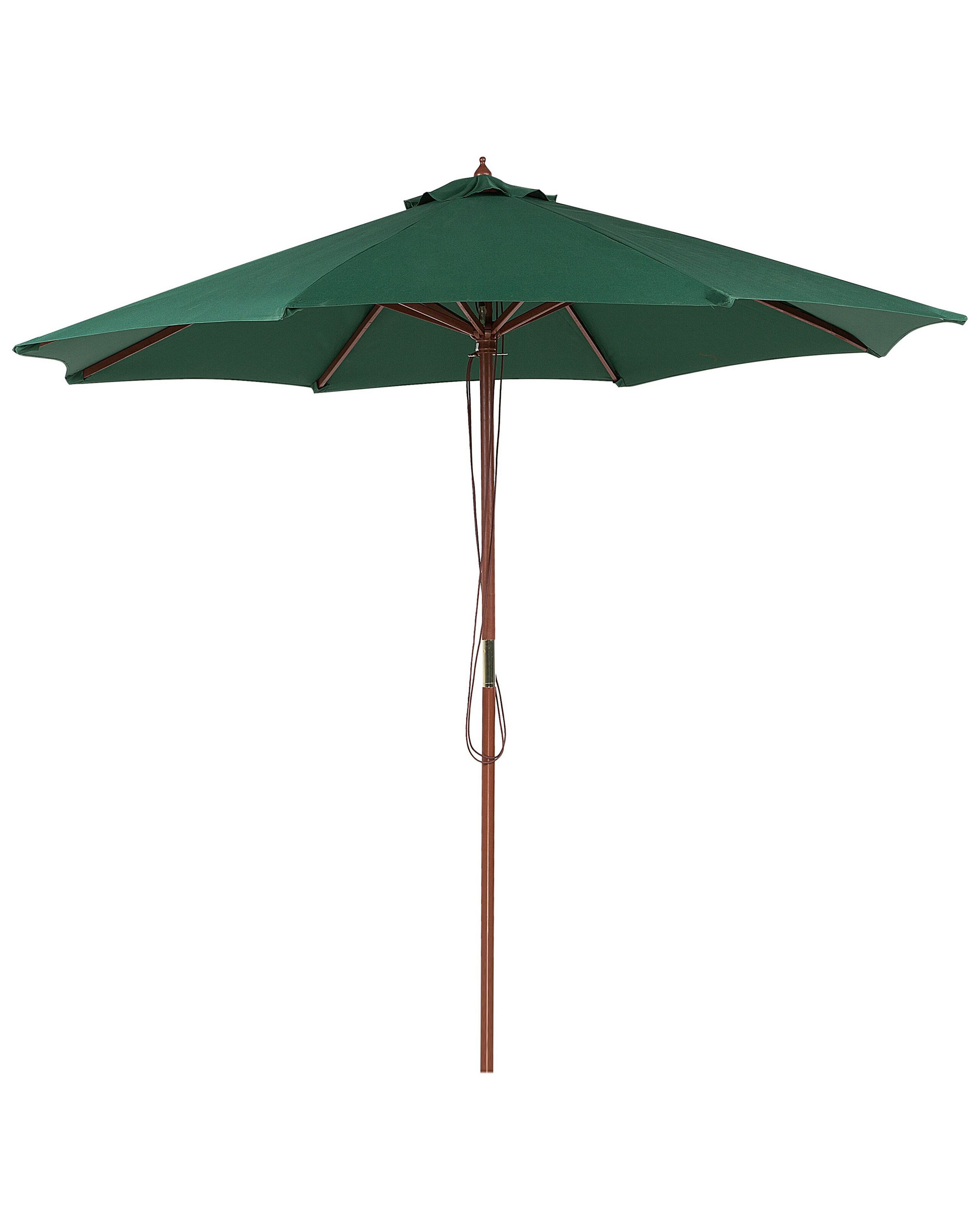 Parasol de jardin en bois avec toile verte D270cm