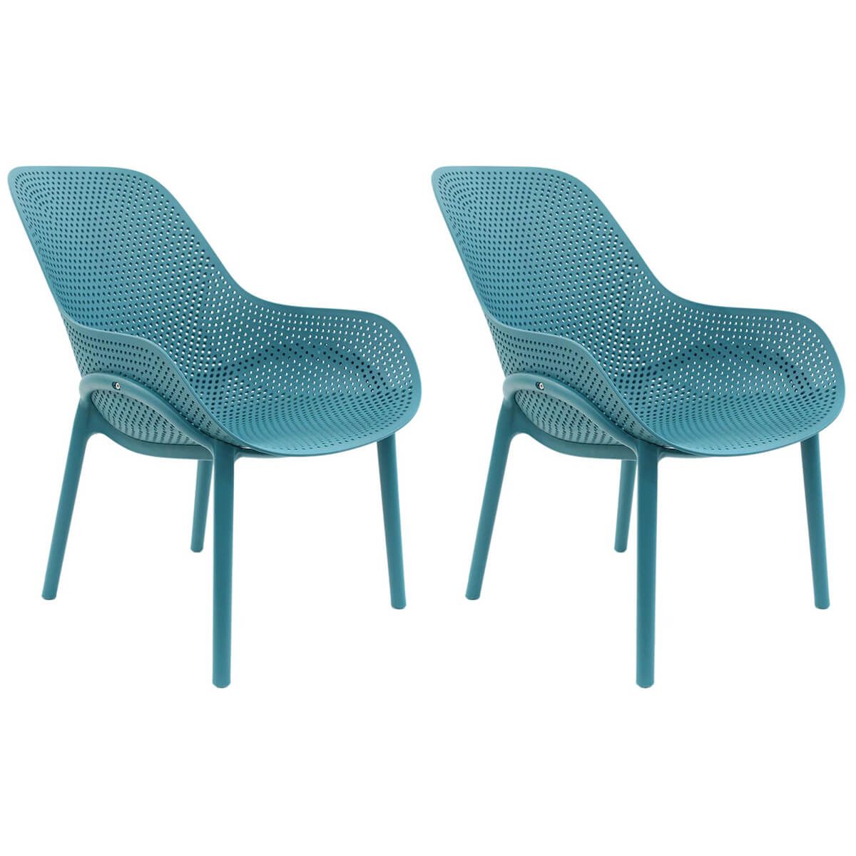 Lot de 2 Fauteuils Coque Plastique Bleue (photo) Lot de 2 Fauteuils Coque Plastique Bleue