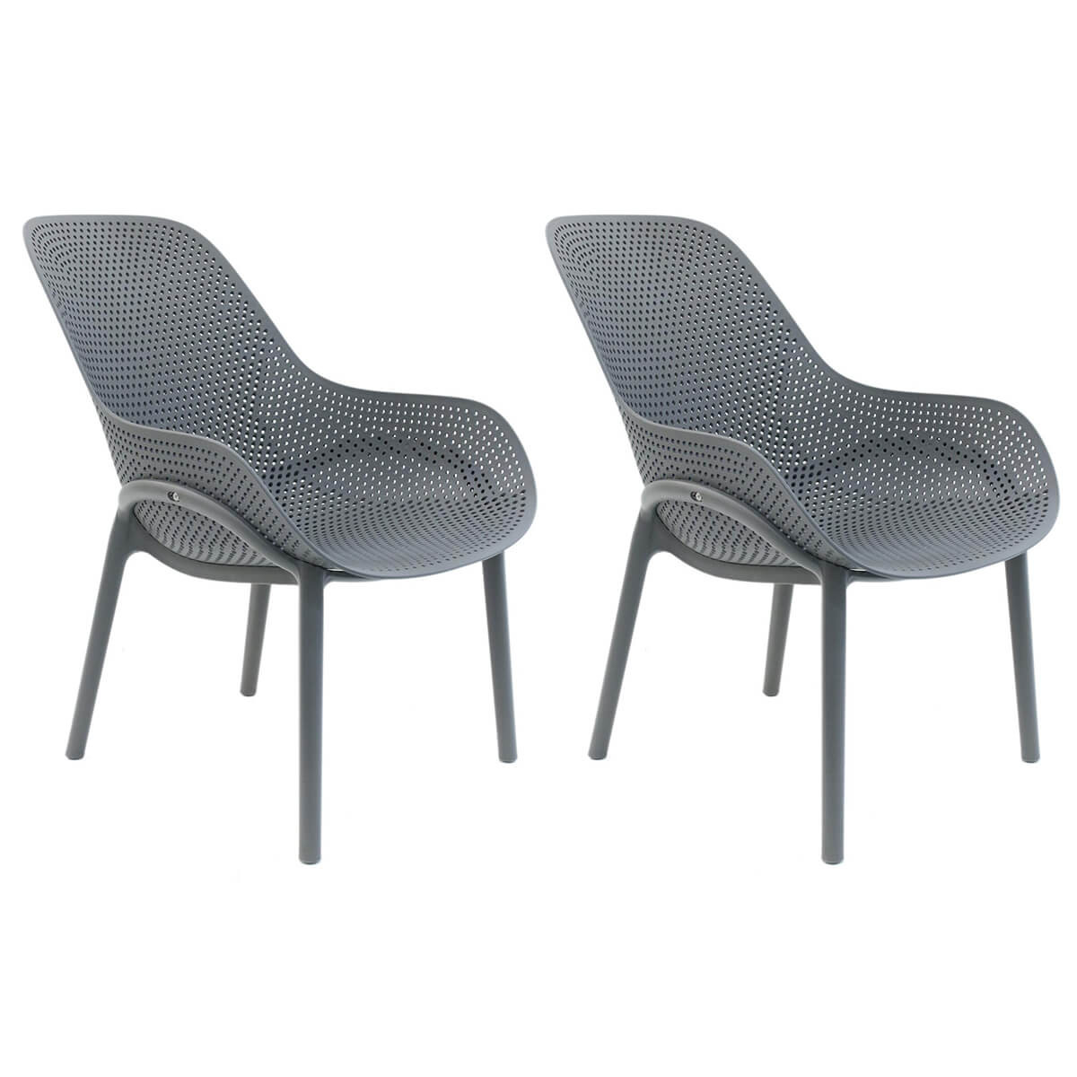 Lot de 2 Fauteuils Coque Plastique Grise (photo) Lot de 2 Fauteuils Coque Plastique Grise