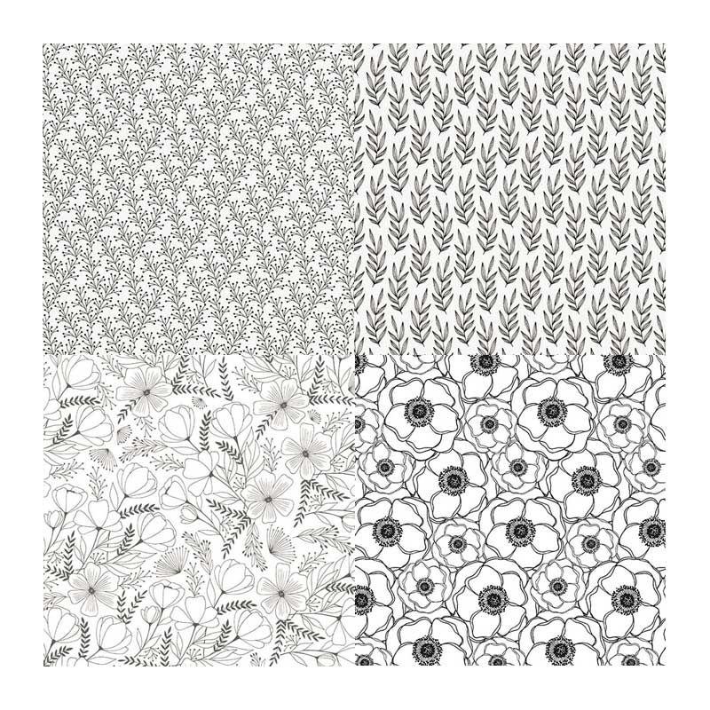 4 papiers calque Japonais botanique N&B 90 g 30x30cm 4 papiers calque Japonais botanique N&B 90 g 30x30cm