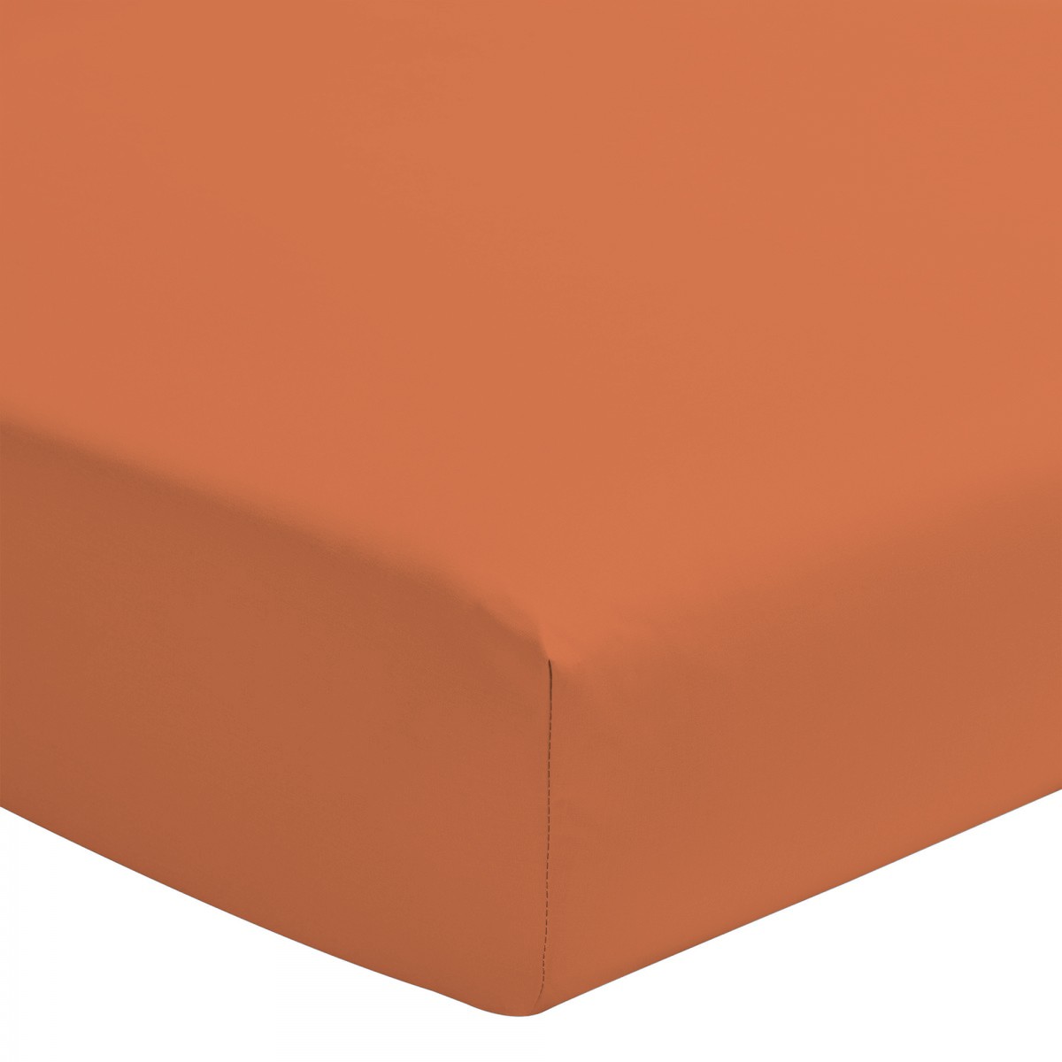 Drap housse percale de coton - Bonnet 30cm - Orange - 160x200 cm