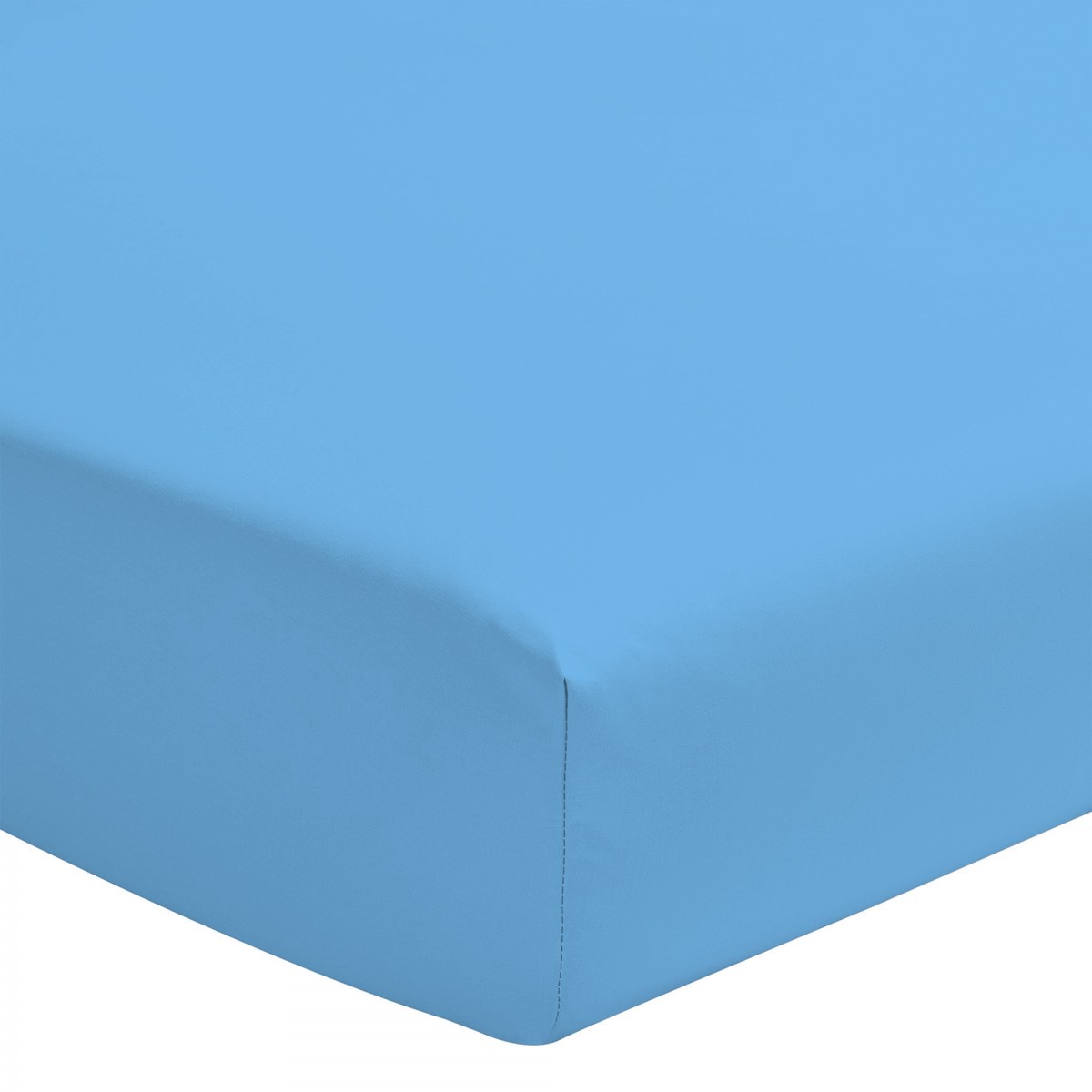 Drap housse coloré 100% coton - Bonnet 25cm - Bleu ciel - 140x190 cm