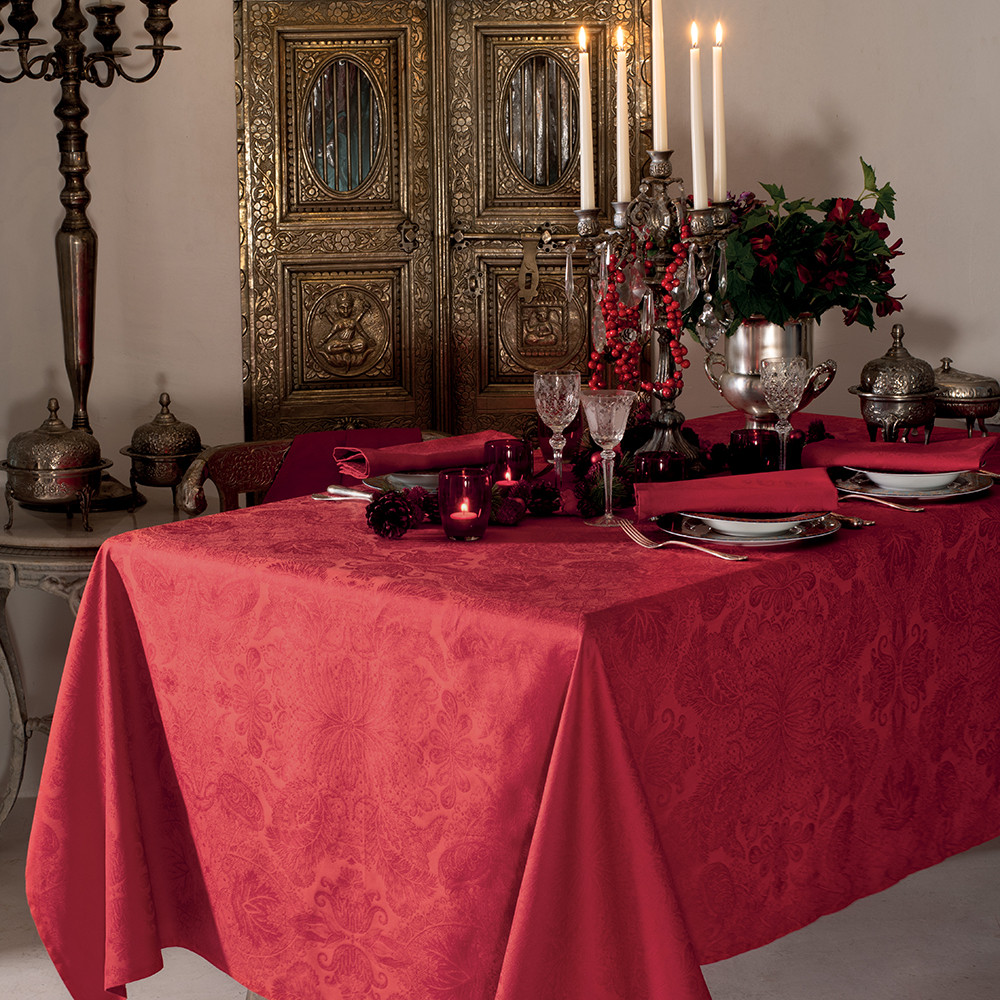 Nappe carrée pur coton Rouge 115x115 Nappe carrée pur coton Rouge 115x115