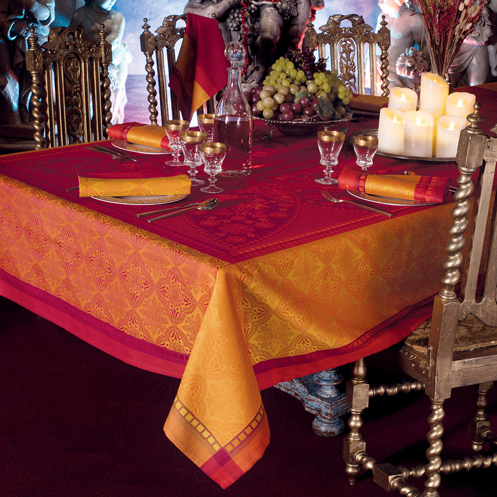 Nappe antitache déperlant pur coton orange 175X255 Nappe antitache déperlant pur coton orange 175X255