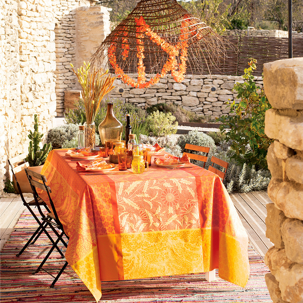 Nappe antitache déperlant pur coton orange 175X255 Nappe antitache déperlant pur coton orange 175X255