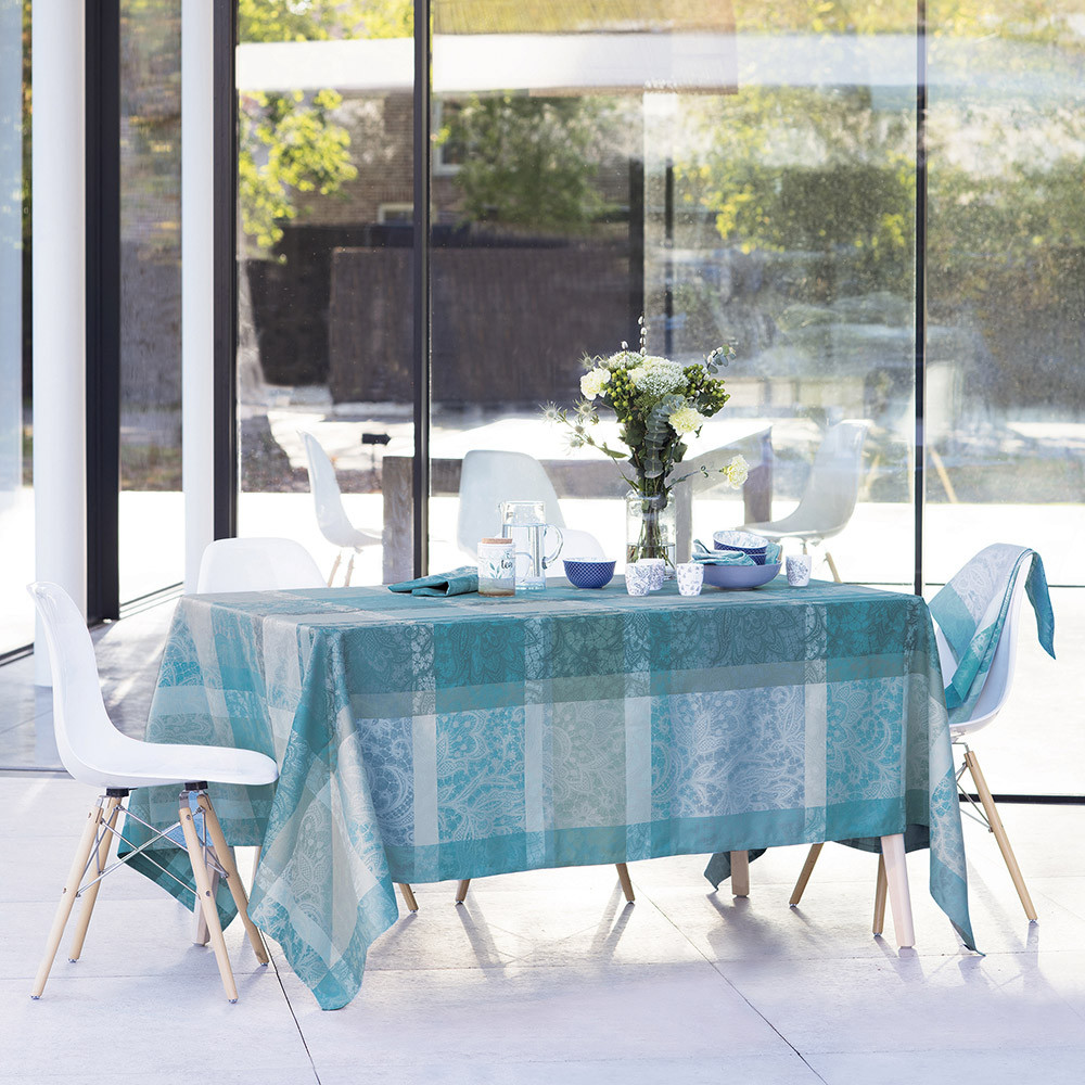 Nappe carrée pur coton Bleu 180x180 Nappe carrée pur coton Bleu 180x180