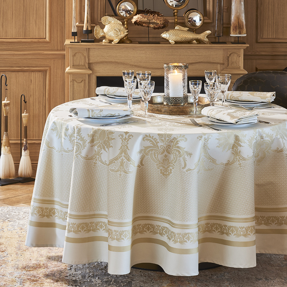 Nappe ronde antitache déperlant coton & autres fibres Diam. 175 Nappe ronde antitache déperlant coton & autres fibres Diam. 175