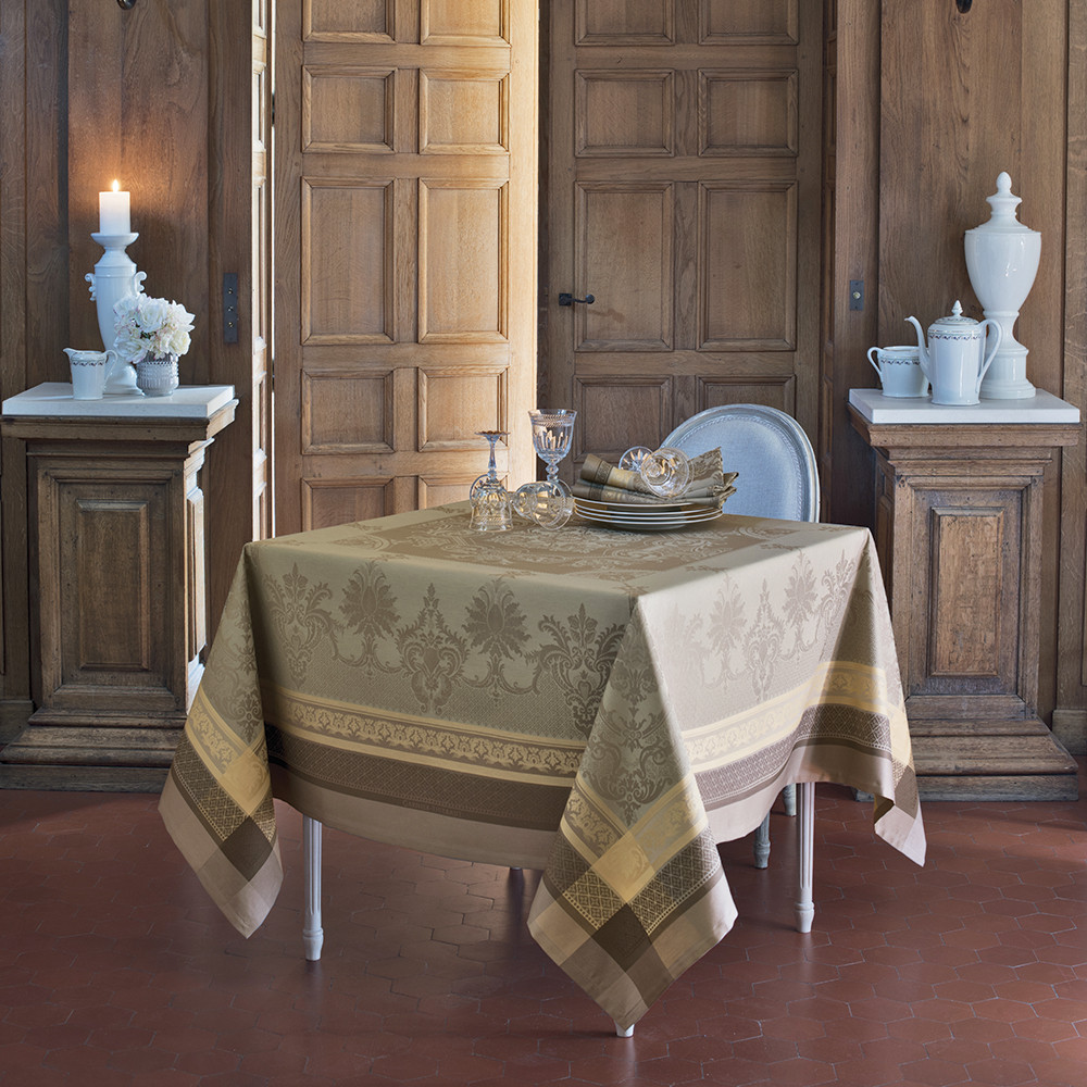 Nappe antitache déperlant pur coton brun 174X254 Nappe antitache déperlant pur coton brun 174X254