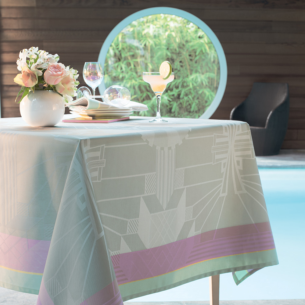 Nappe antitache déperlant pur coton gris 155x225 Nappe antitache déperlant pur coton gris 155x225