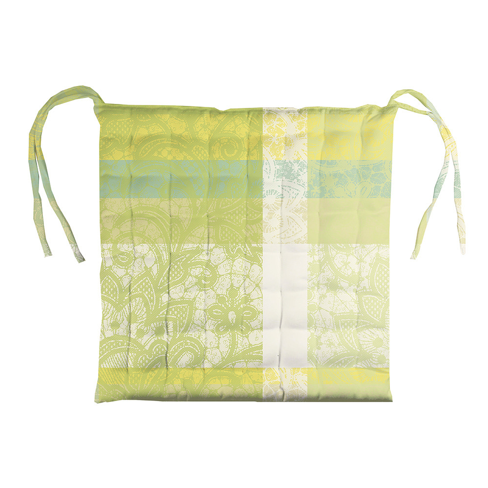 Galette de chaise enduit imperméable pur coton vert 38X38 Galette de chaise enduit imperméable pur coton vert 38X38