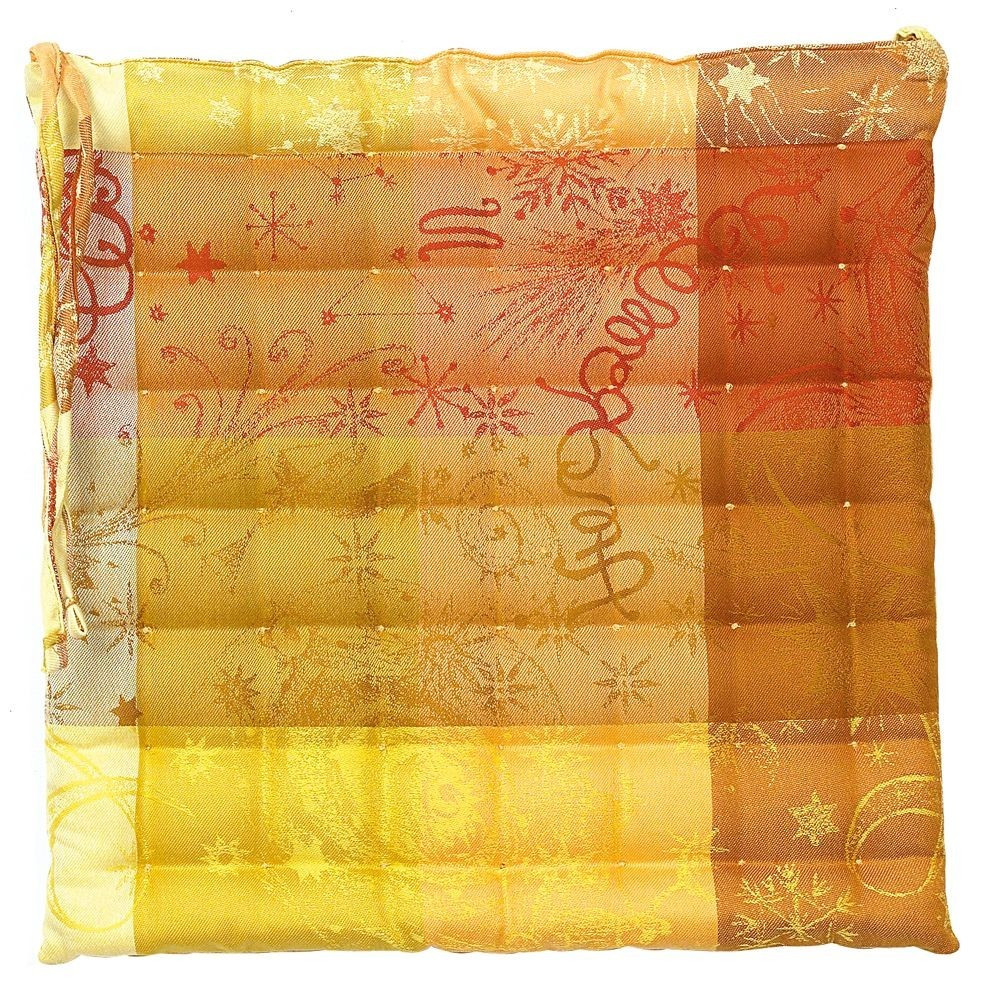 Galette de chaise enduit imperméable pur coton orange 38X38 Galette de chaise enduit imperméable pur coton orange 38X38