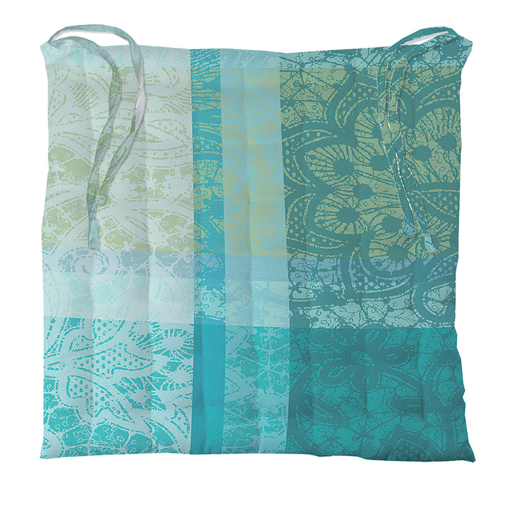 Galette de chaise enduit imperméable pur coton vert 38X38 Galette de chaise enduit imperméable pur coton vert 38X38