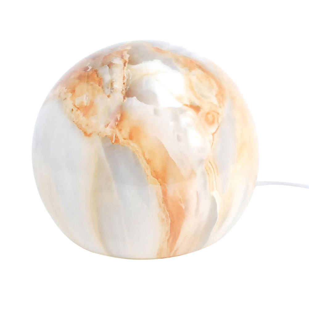 Lampe boule effet marbré orange D25cm (photo) Lampe boule effet marbré orange D25cm