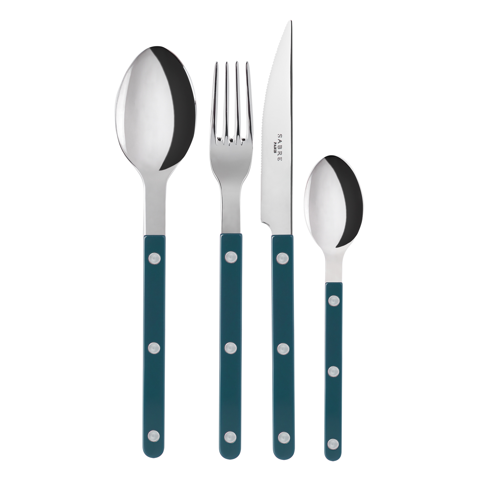 Set 4 couverts bistrot bleu canard Set 4 couverts bistrot bleu canard