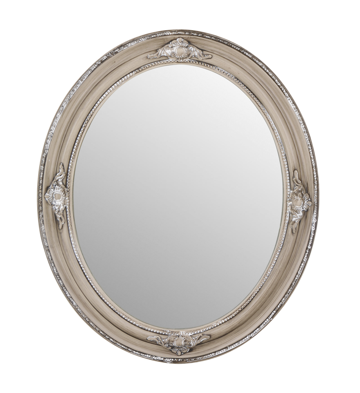 Miroir bois mural ovale gris blanchi Miroir bois mural ovale gris blanchi