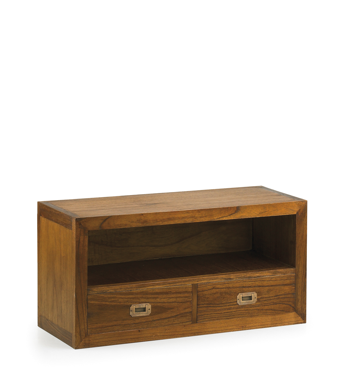 Meuble TV 2 tiroirs en bois marron L 90 cm