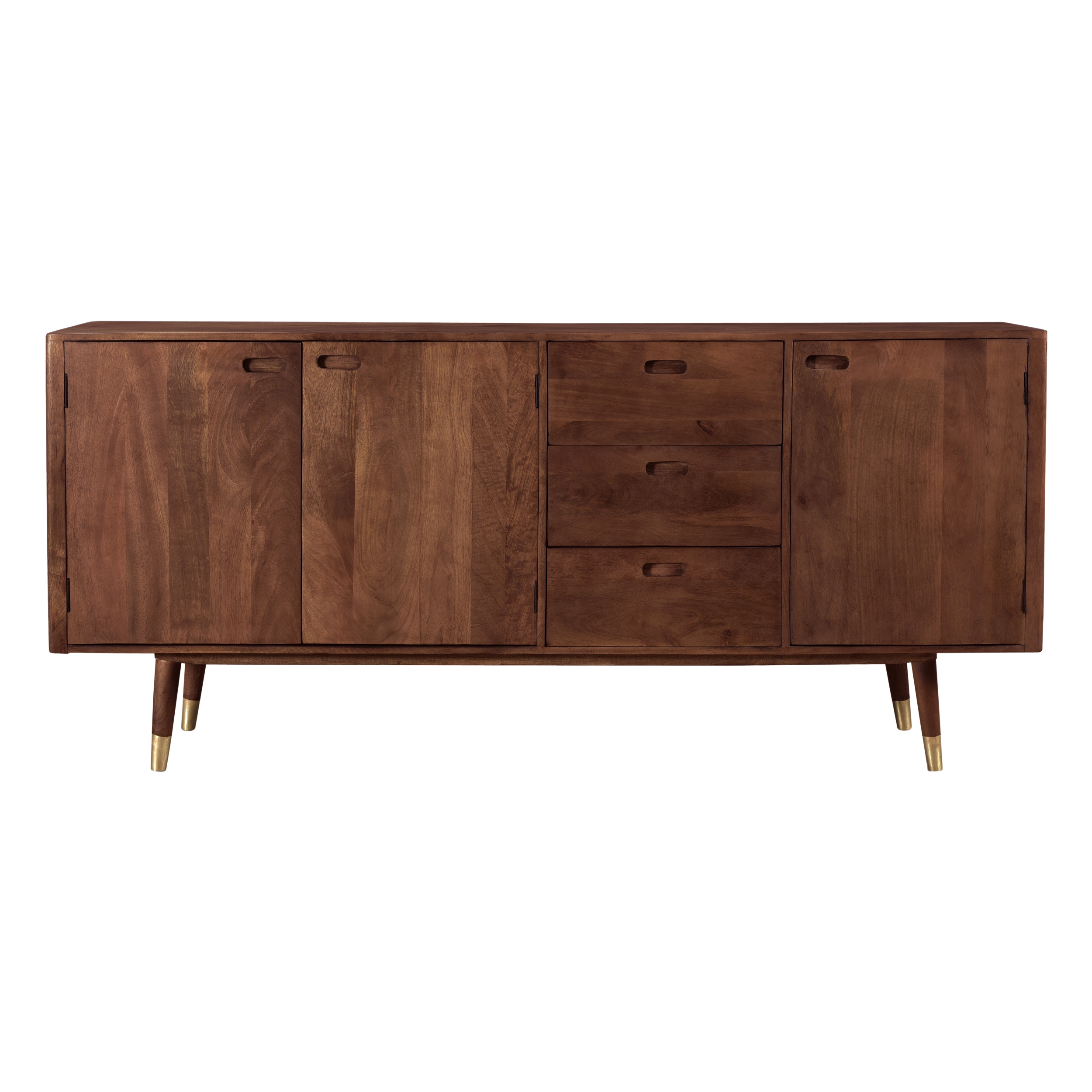 Buffet en bois massif 3 portes 3 tiroirs et détails dorés