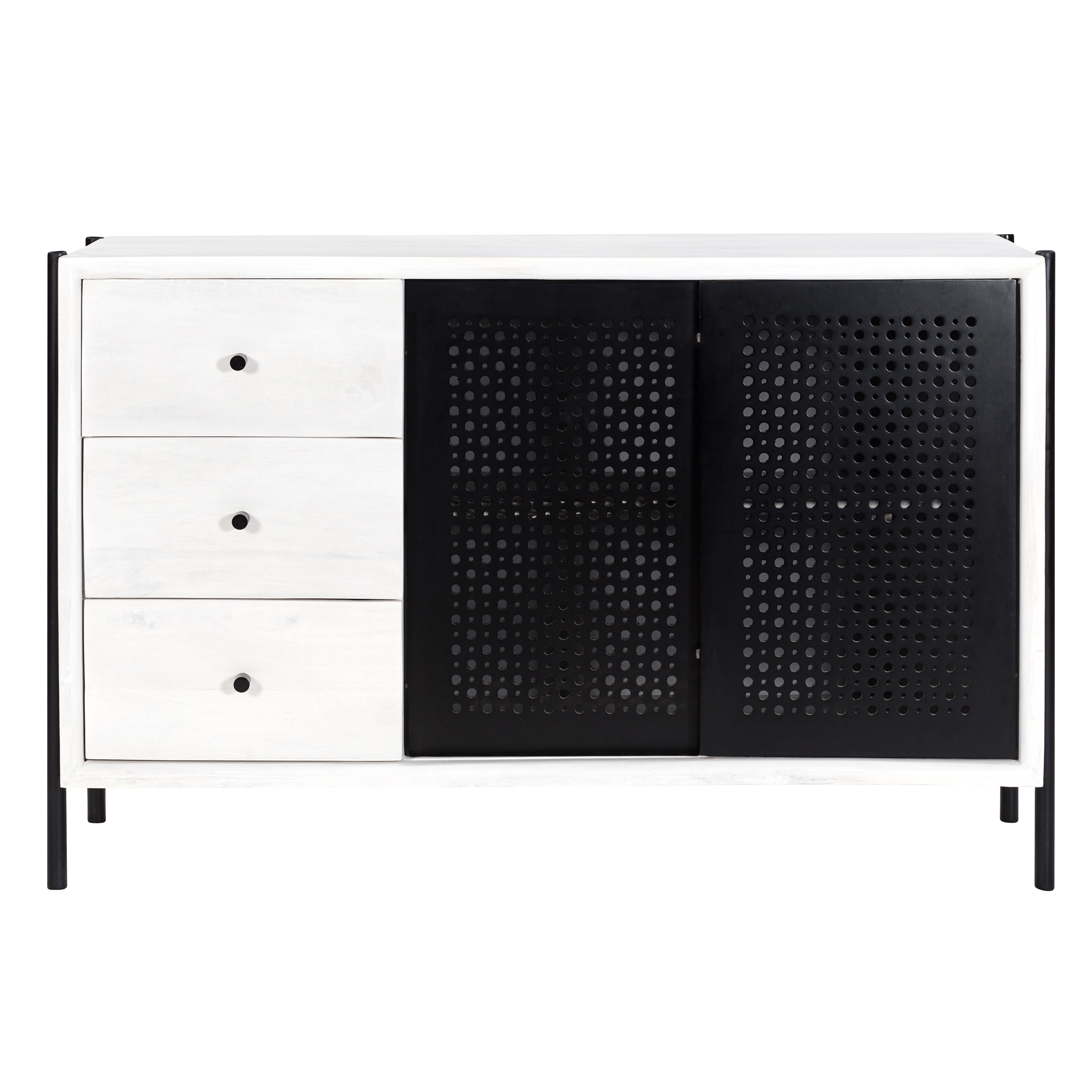 Buffet 3 tiroirs 2 portes coulissantes en bois de manguier