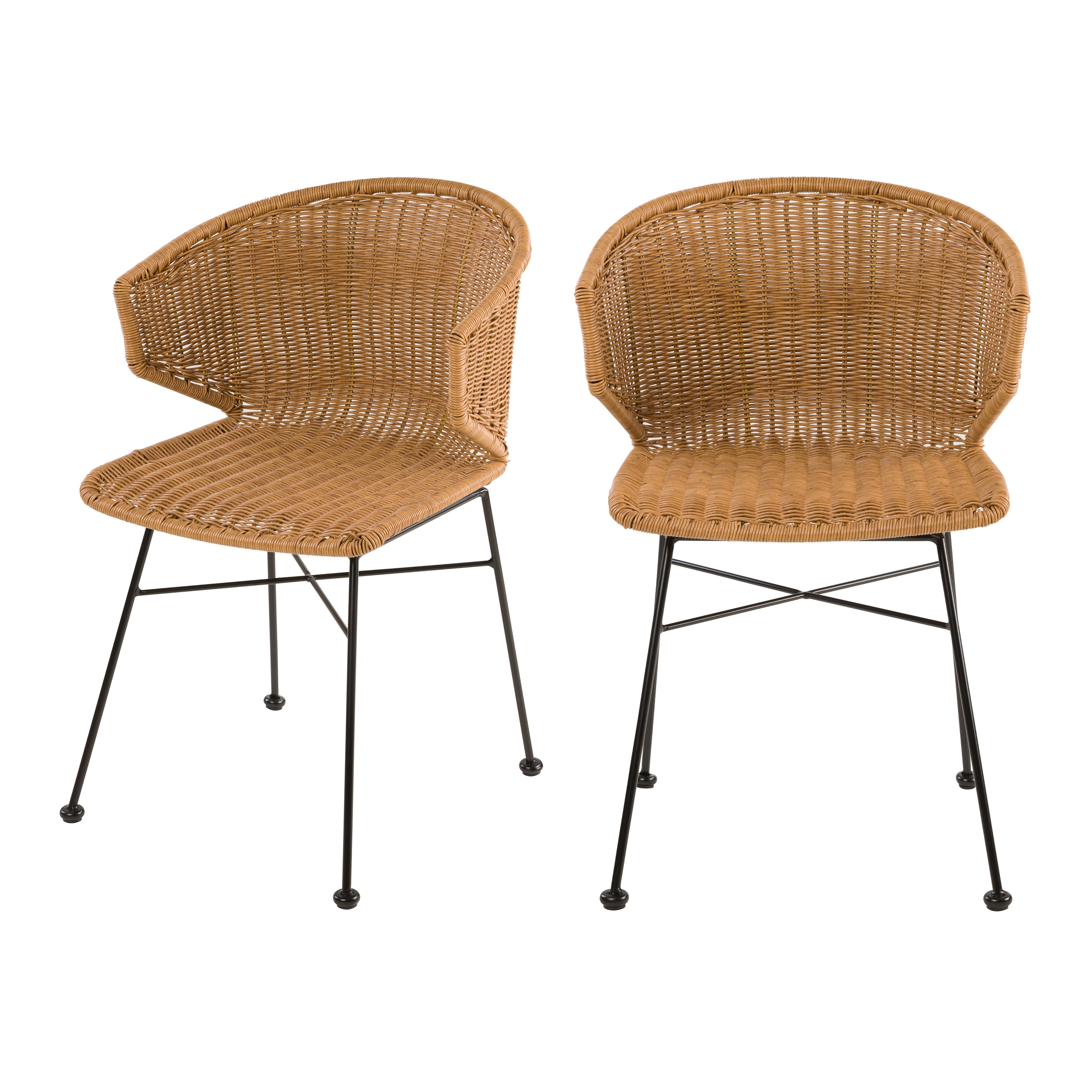 Chaise en résine tressée beige intérieur/extérieur (x2)