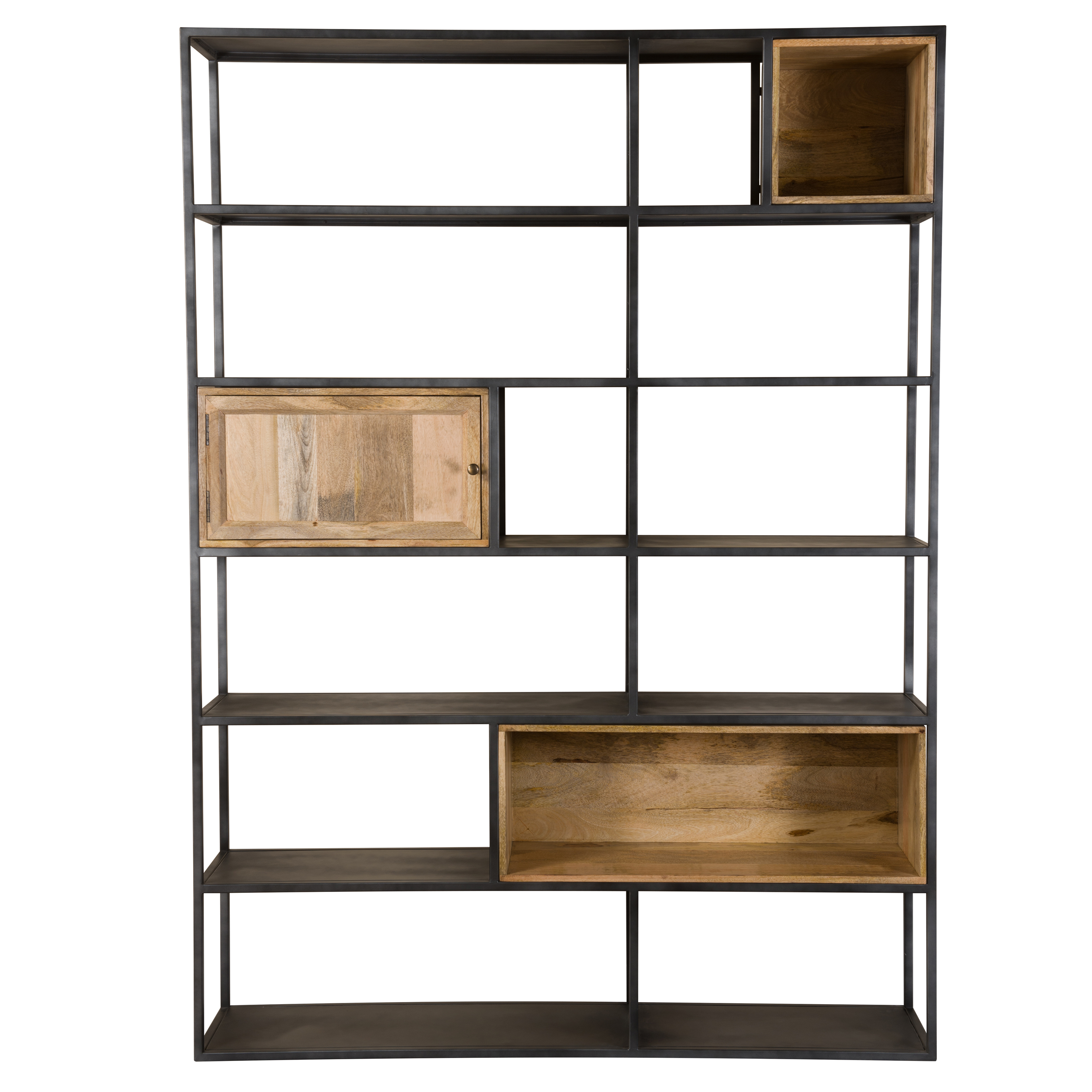 Etagère 6 niveaux en métal noir et bois 1 porte (photo) Etagère 6 niveaux en métal noir et bois 1 porte