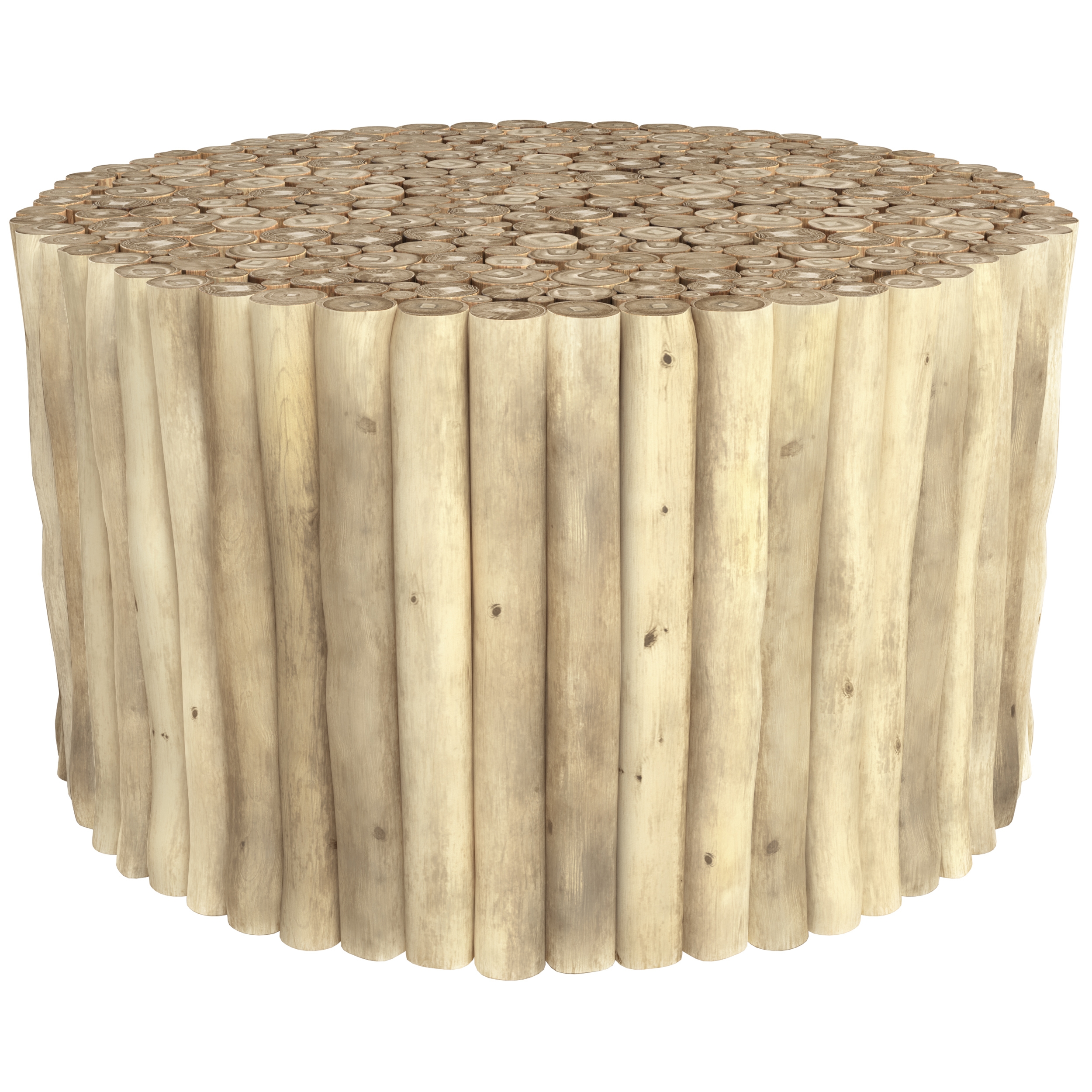 Table basse de jardin ronde 70cm en rondins de teck Table basse de jardin ronde 70cm en rondins de teck