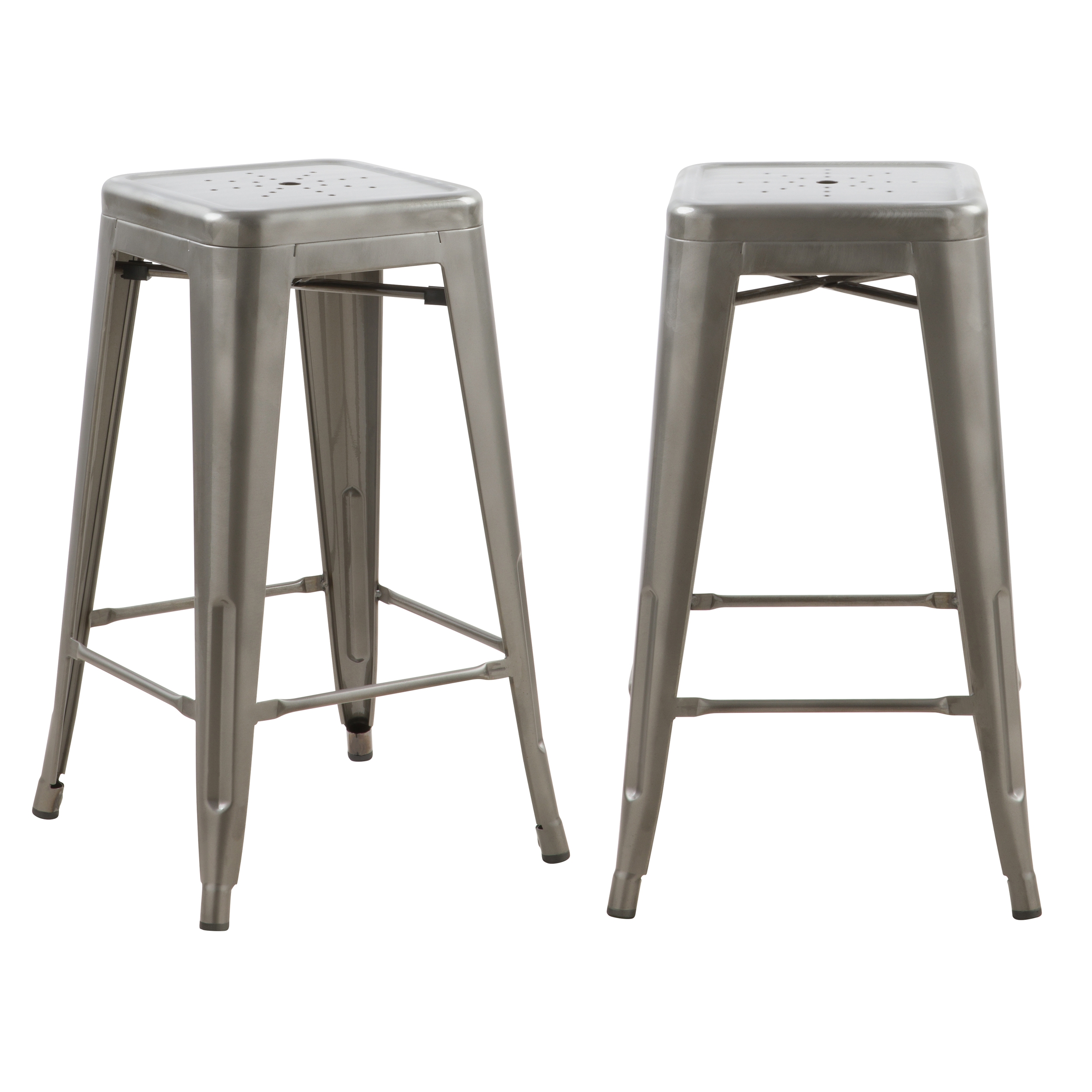 Tabouret de bar mi-hauteur 66 cm métal chrome brillant (x2)