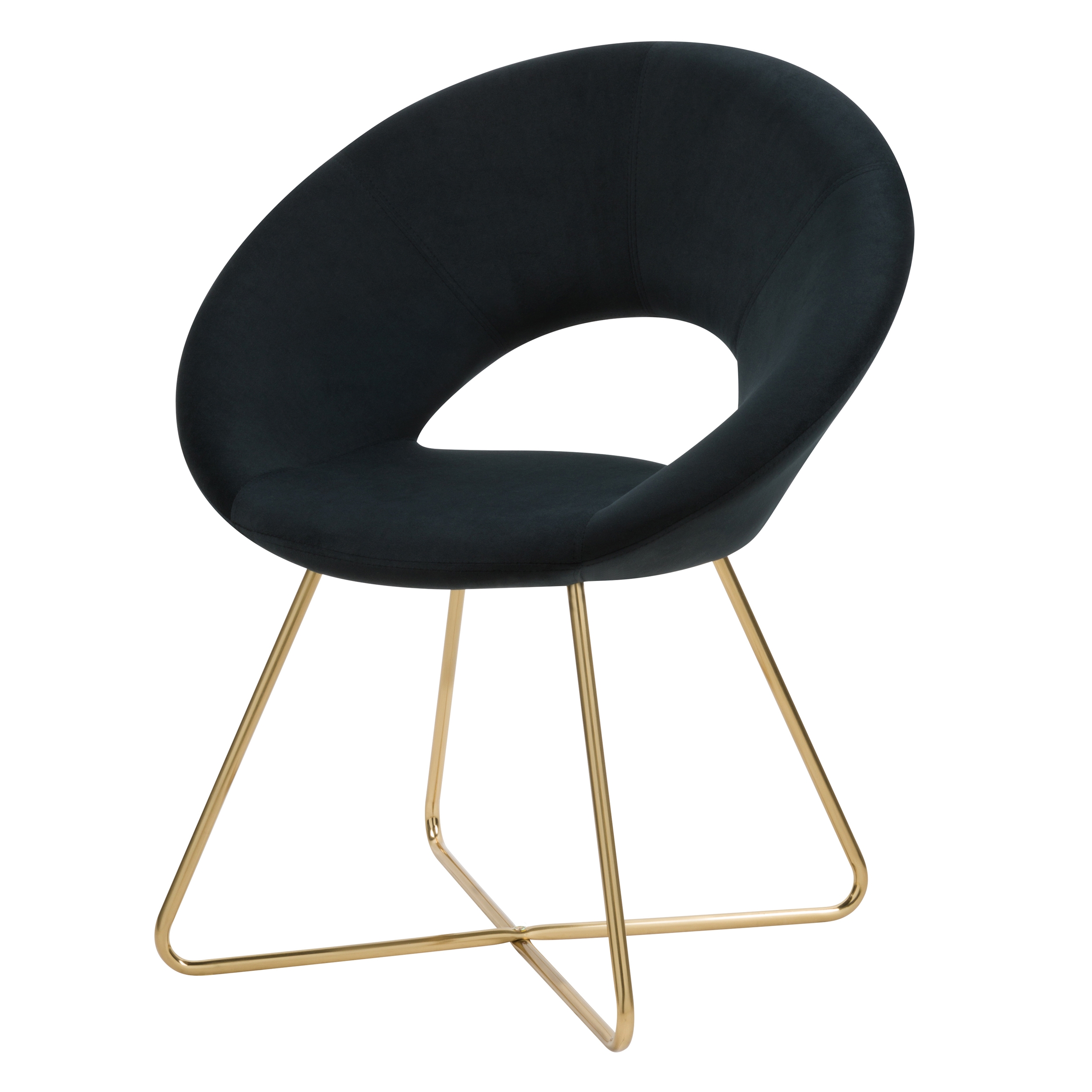 Fauteuil en velours noir et pieds en métal doré Fauteuil en velours noir et pieds en métal doré