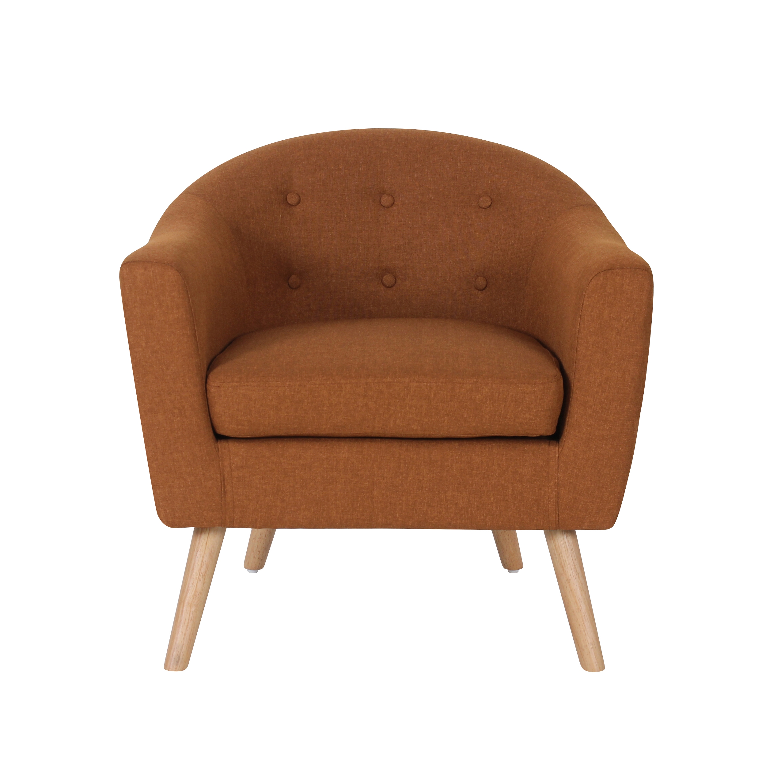Fauteuil en tissu orange brique et dossier captionné (photo) Fauteuil en tissu orange brique et dossier captionné