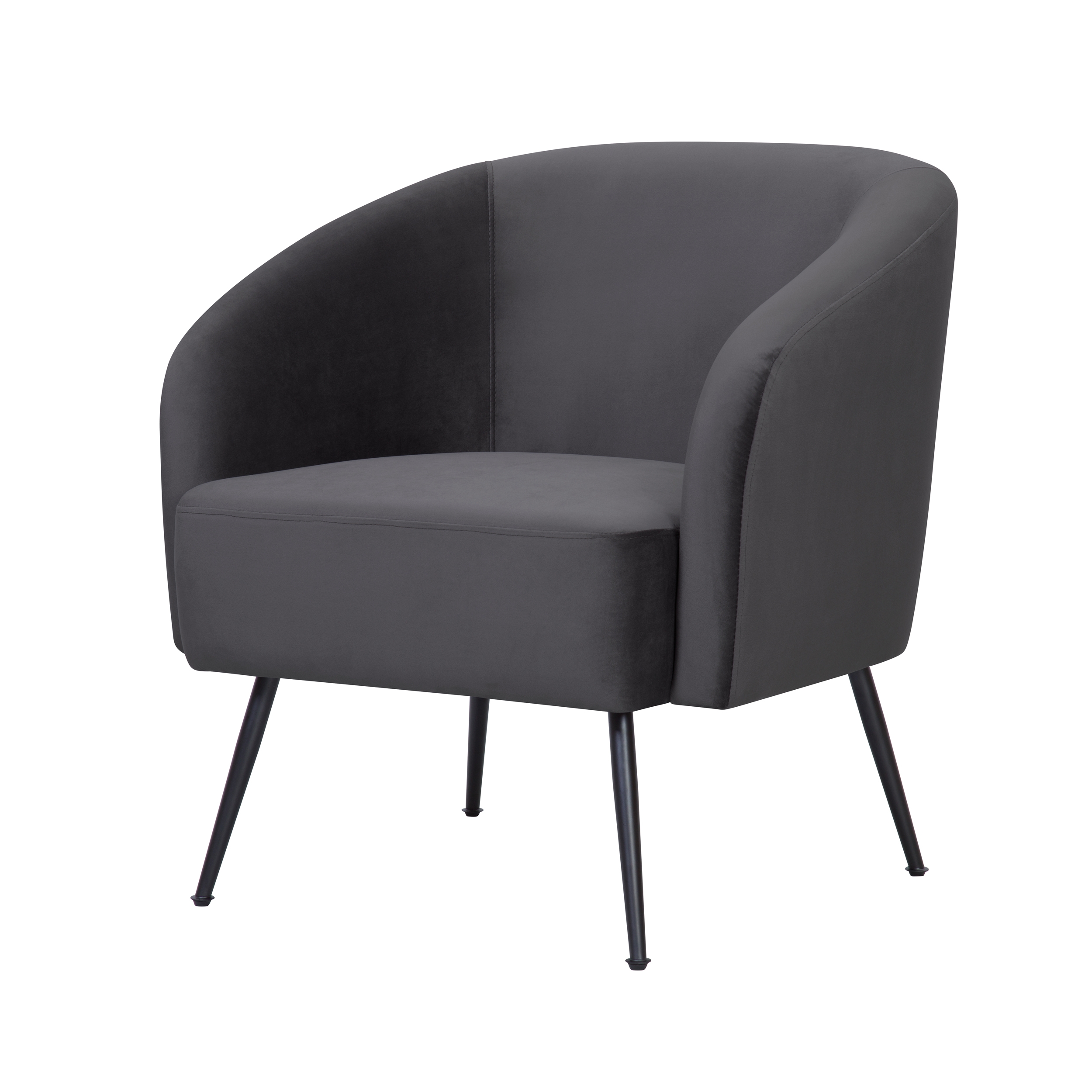 Fauteuil en velours gris et pieds en métal noir Fauteuil en velours gris et pieds en métal noir