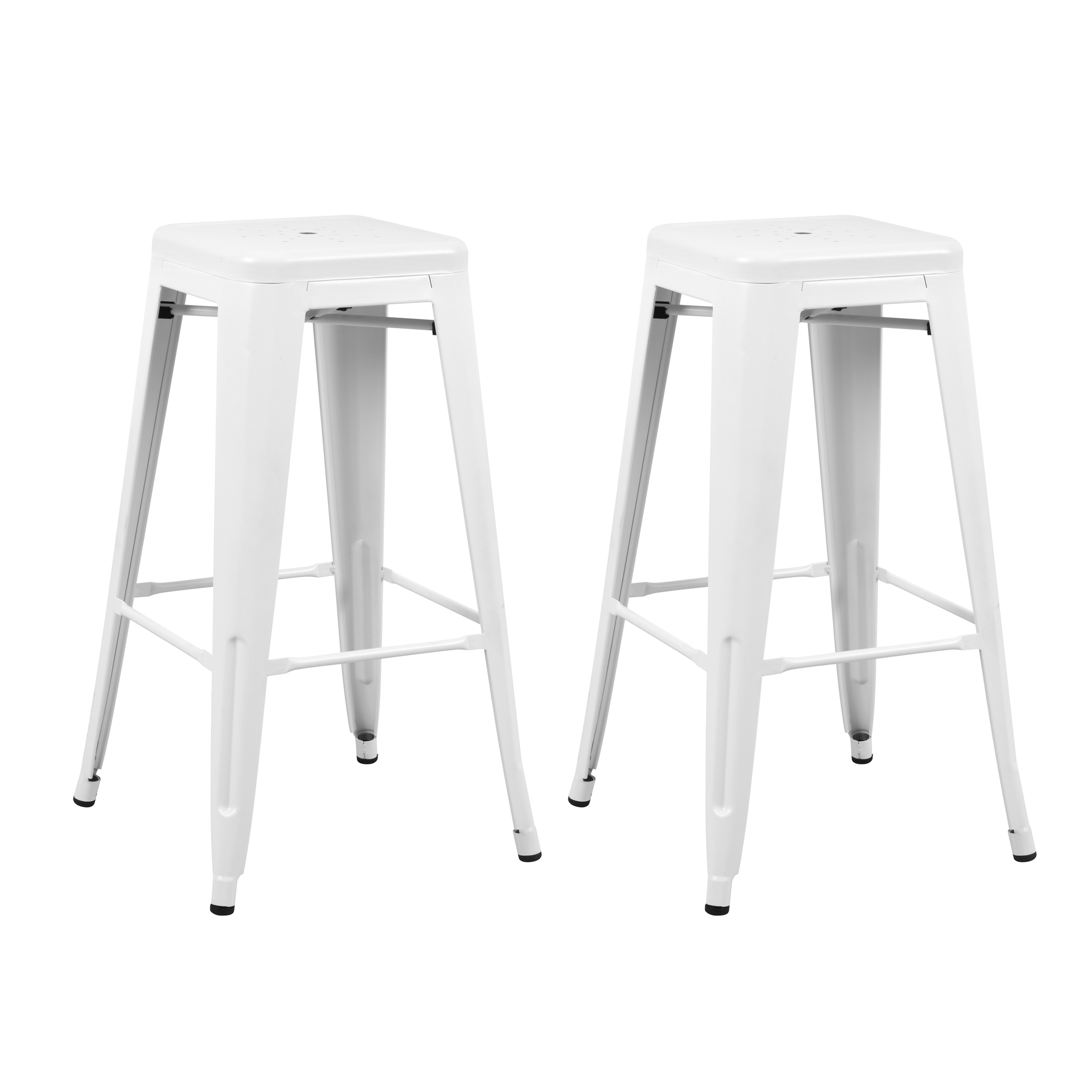 Tabouret de bar 74 cm en métal blanc mat (lot de 2)